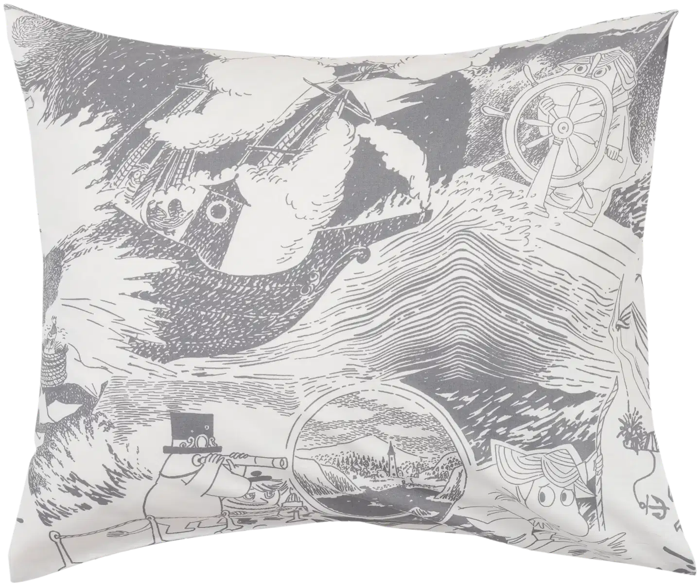 Moomin Arabia Muumi pussilakanasetti 150x210 Purjehdus harmaa GOTS - 2