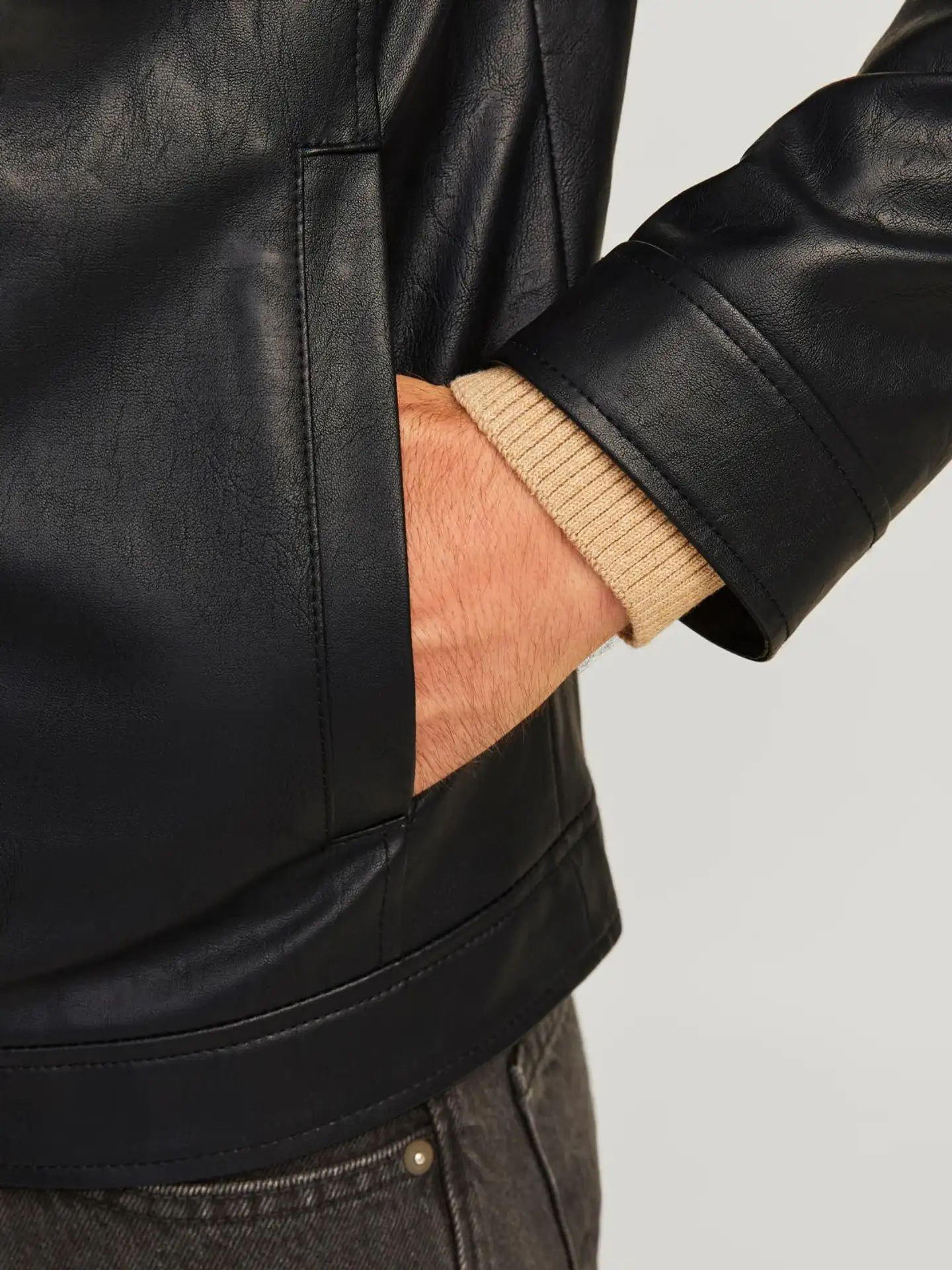 Jj Rebel miesten takki JREBCALEB PU JACKET NOOS - BLACK - 5