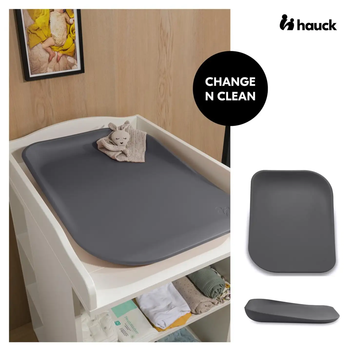Hauck hoitoalusta Change N Clean antrasiitti - 8