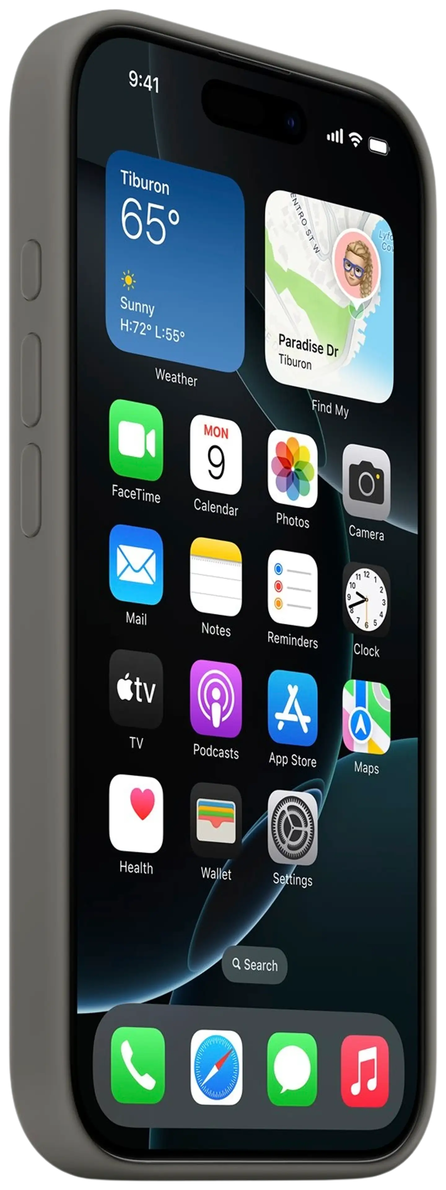 Apple iPhone 16 Pro silikoni suojakuori  - Stone Gray - 2