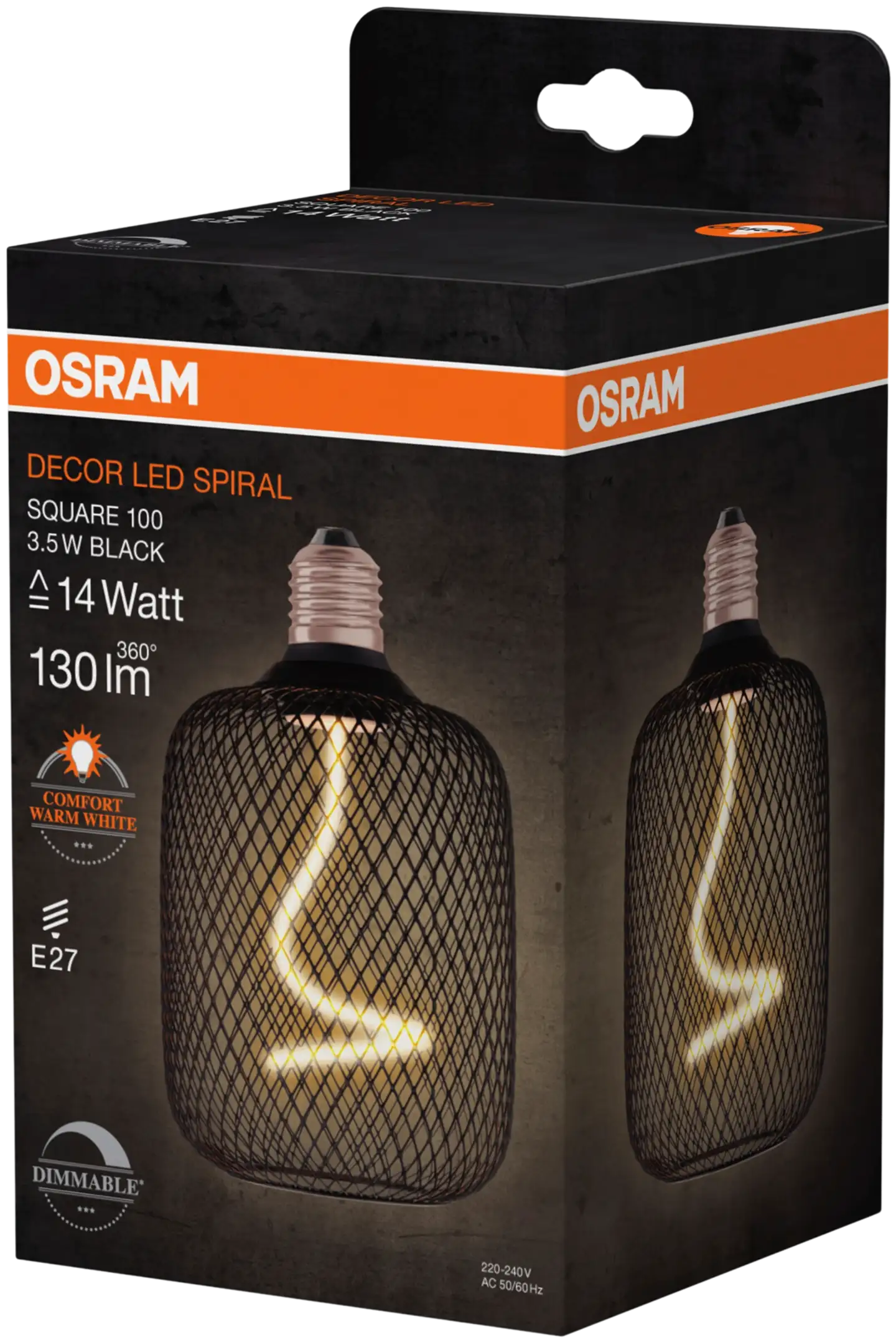 OSRAM LED-sisustuslamppu Decor Spiral Square 100mm 3,5W 130lm 1800K E27 musta - 2