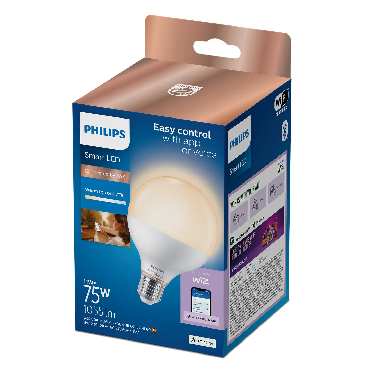 Philips Smart Lighting LED-filamenttilamppu 11W G95 E27 2700-6500K 1055lm tunable white - 2