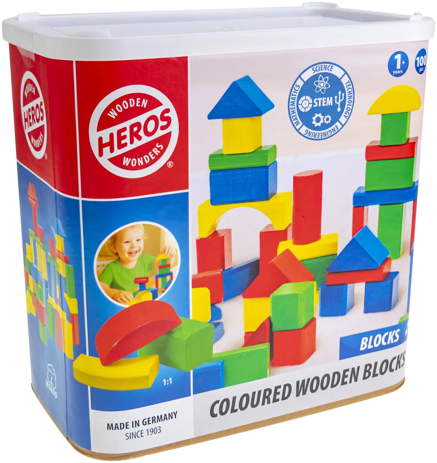 Heros rakennussarja Blocks Värikkäät puiset palikat 100 osaa - 4