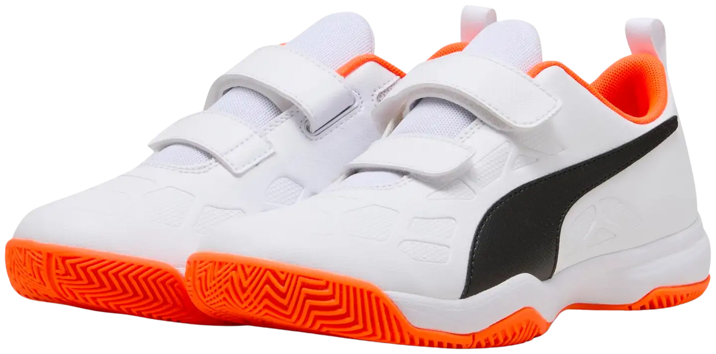 Puma lasten sisäpelikengät Tenaz V Jr - Puma White-Puma Black-Orange - 3
