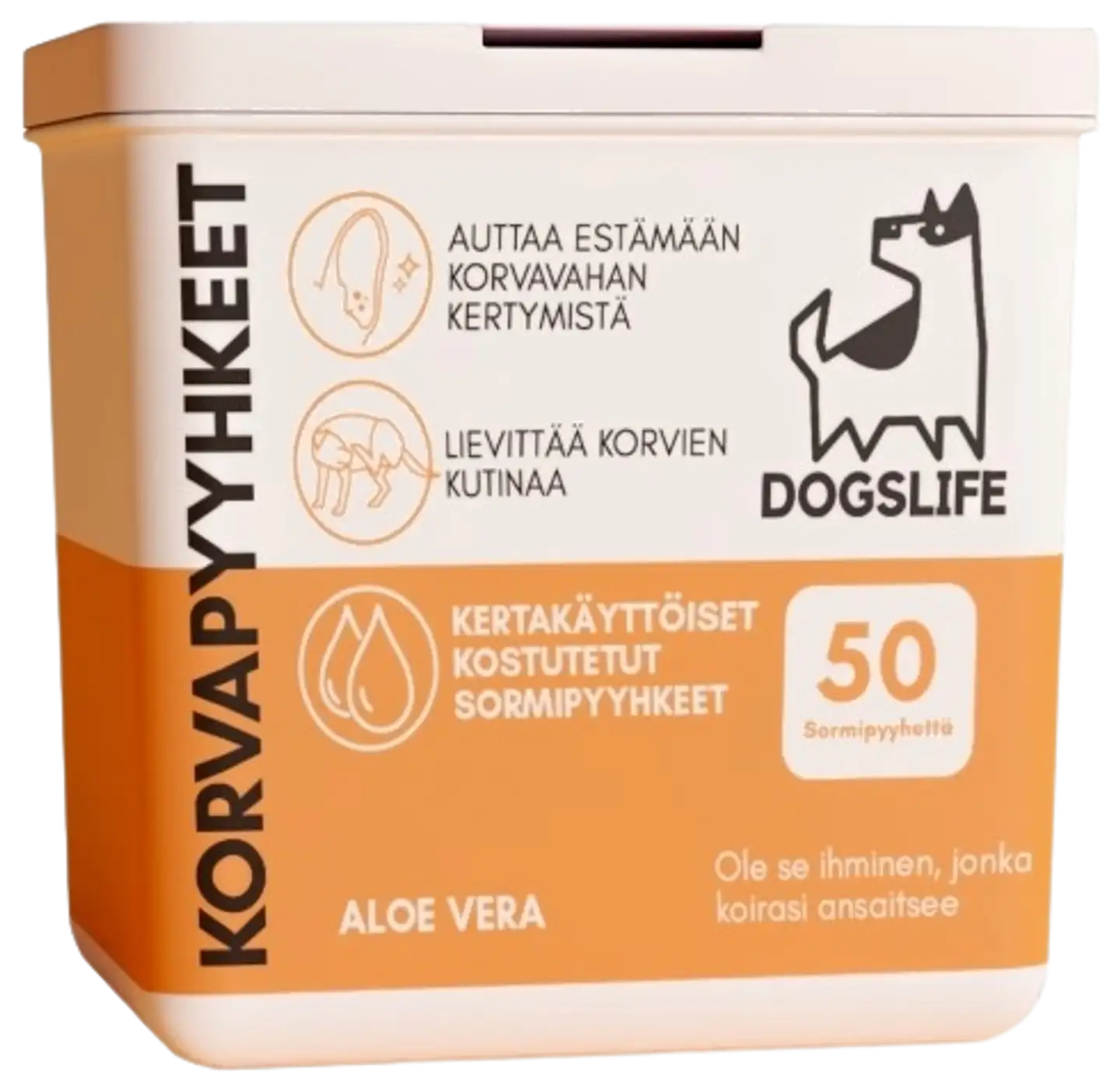 Dogslife hoitavat korvanpuhdistuslaput 50 kpl - 1