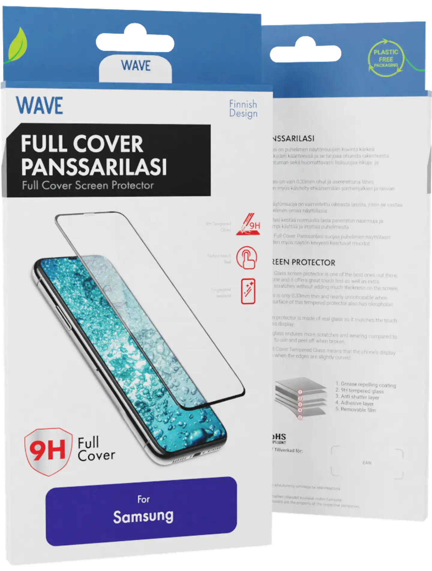 Wave Full Cover Panssarilasi, Samsung Galaxy A54 5G / Samsung Galaxy S23 FE 5G , Musta Kehys