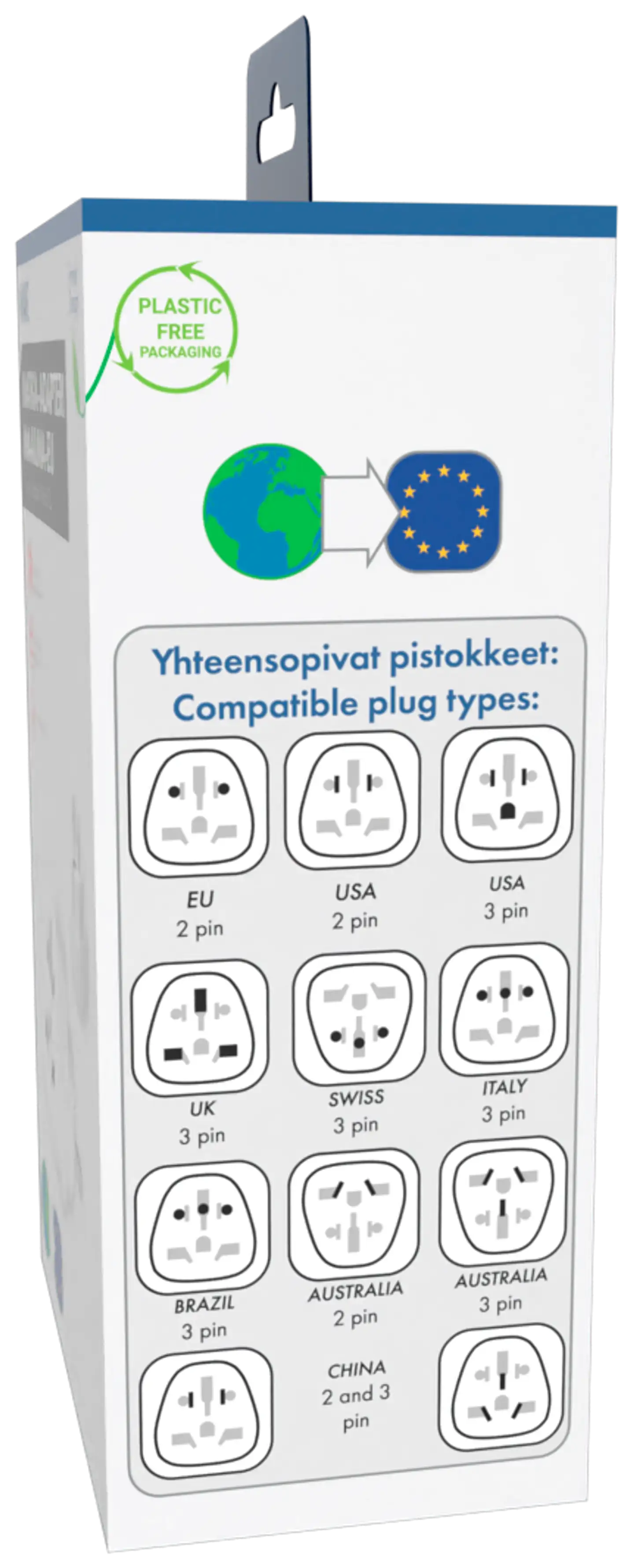 Wave Matka-adapteri pistokkeeseen, Maailma -> EU, Valkoinen - 5