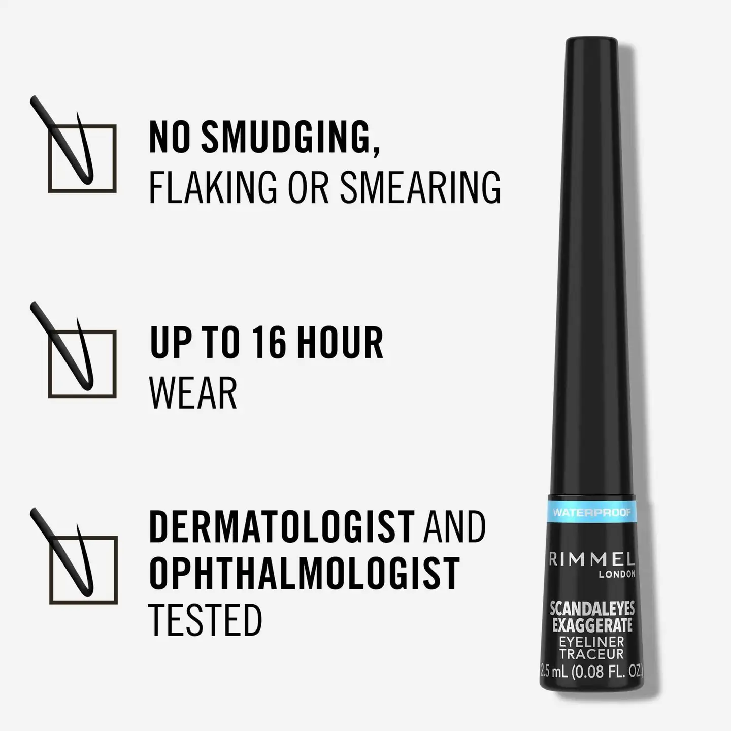 Rimmel 2,5ml Scandaleyes Waterproof Liquid Eyeliner 003 Black nestemäinen silmänrajausväri - 7