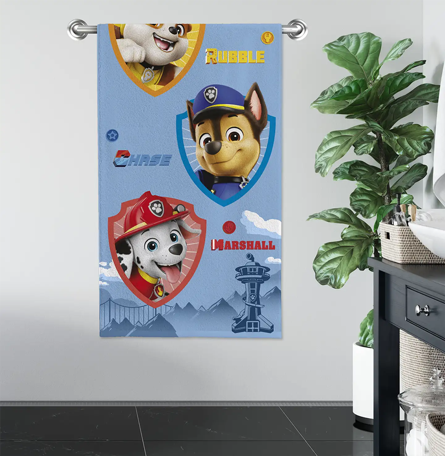 Paw Patrol lasten kylpypyyhe 70x140 cm sininen - 6