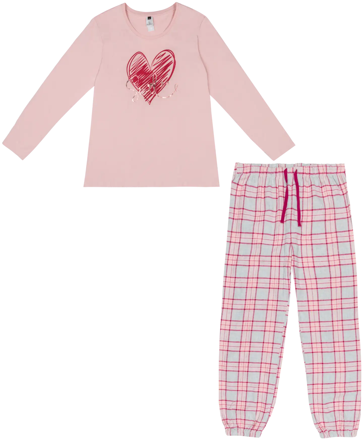 Actuelle naisten flanellipyjama 212A382518 - pink check - 1