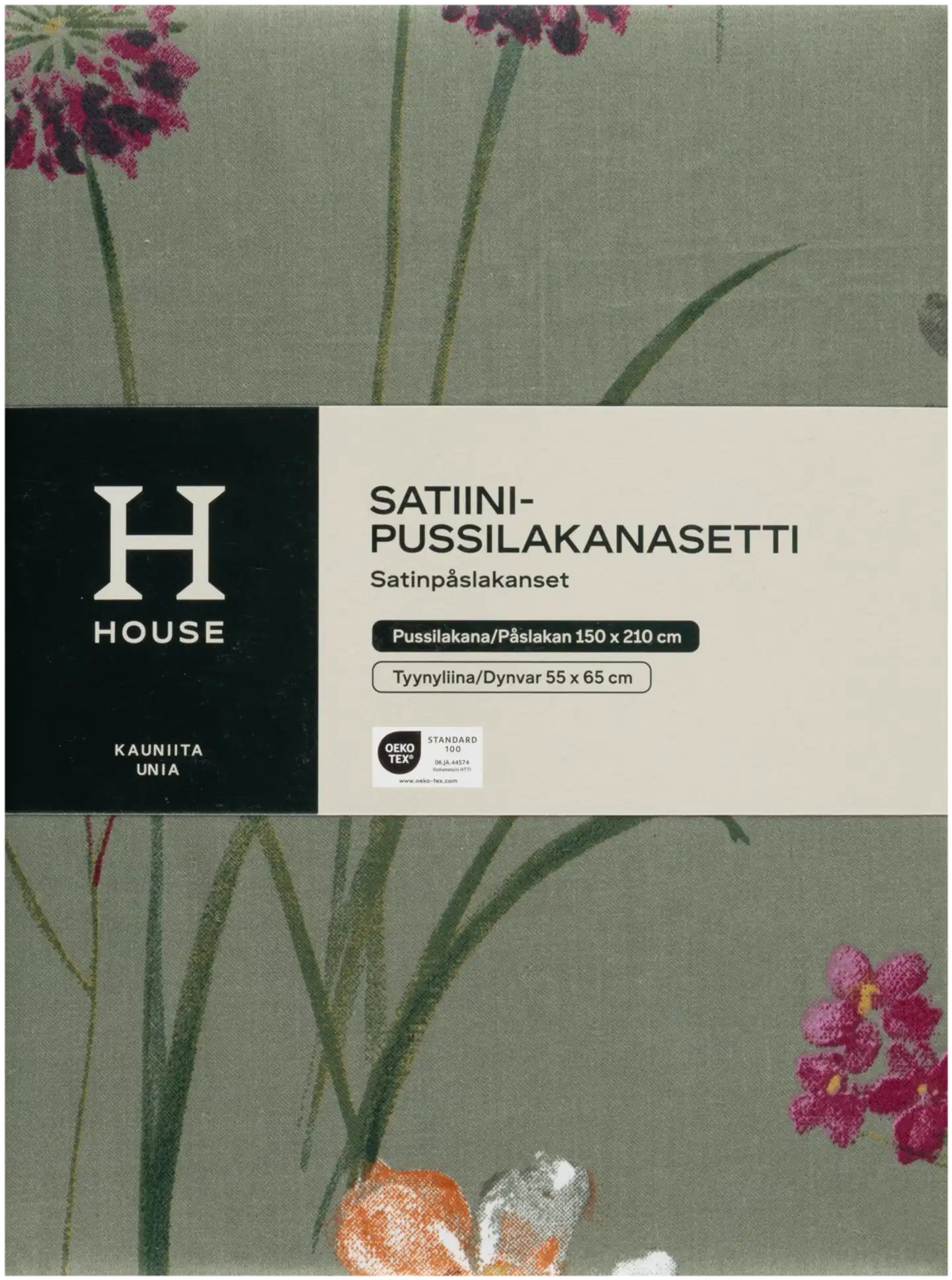 House satiinipussilakanasetti Amanda 150x210 cm tummanvihreä - 3