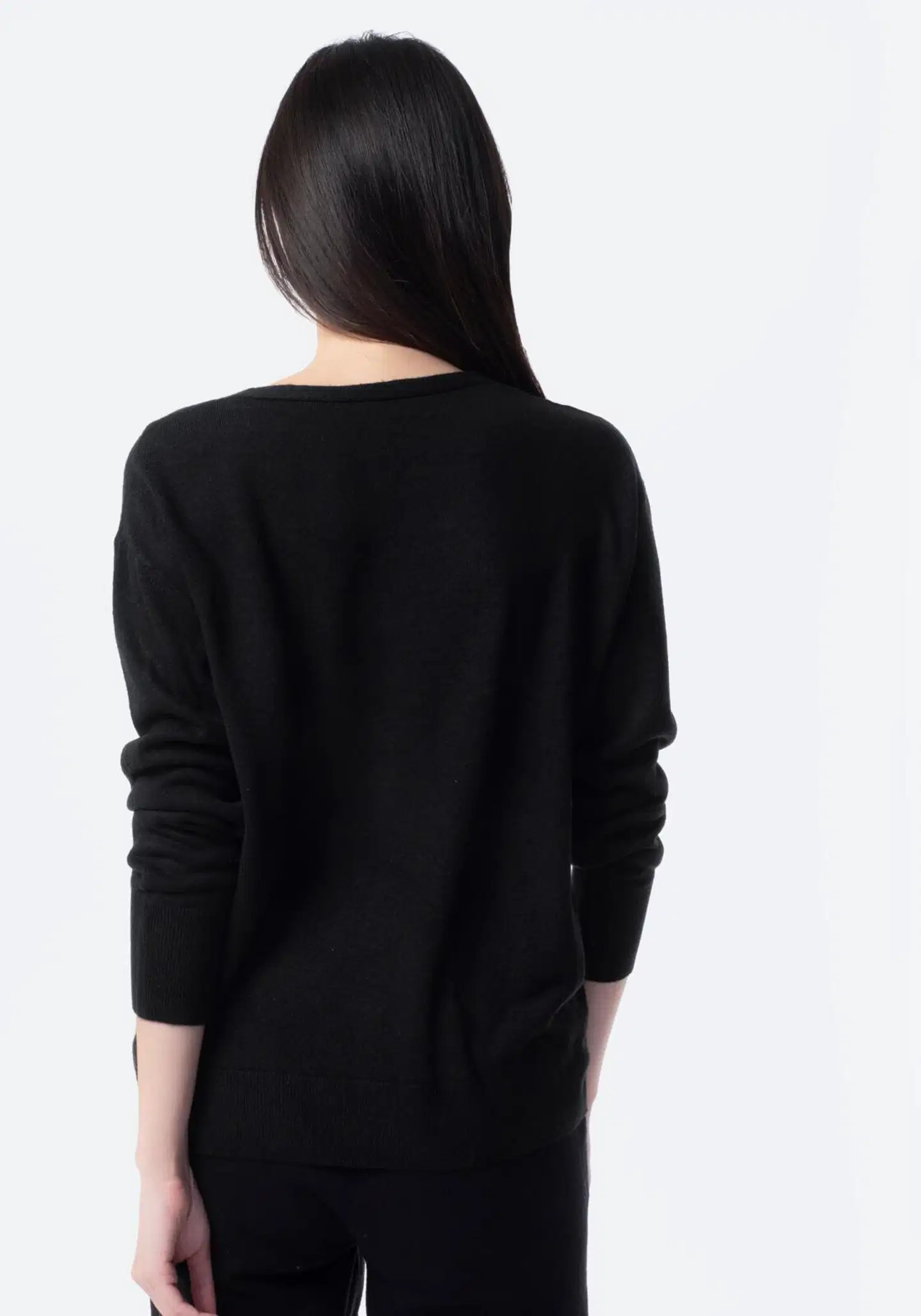 TEX naisten neulepusero V-kaulus I286107 - BLACK 1 - 3
