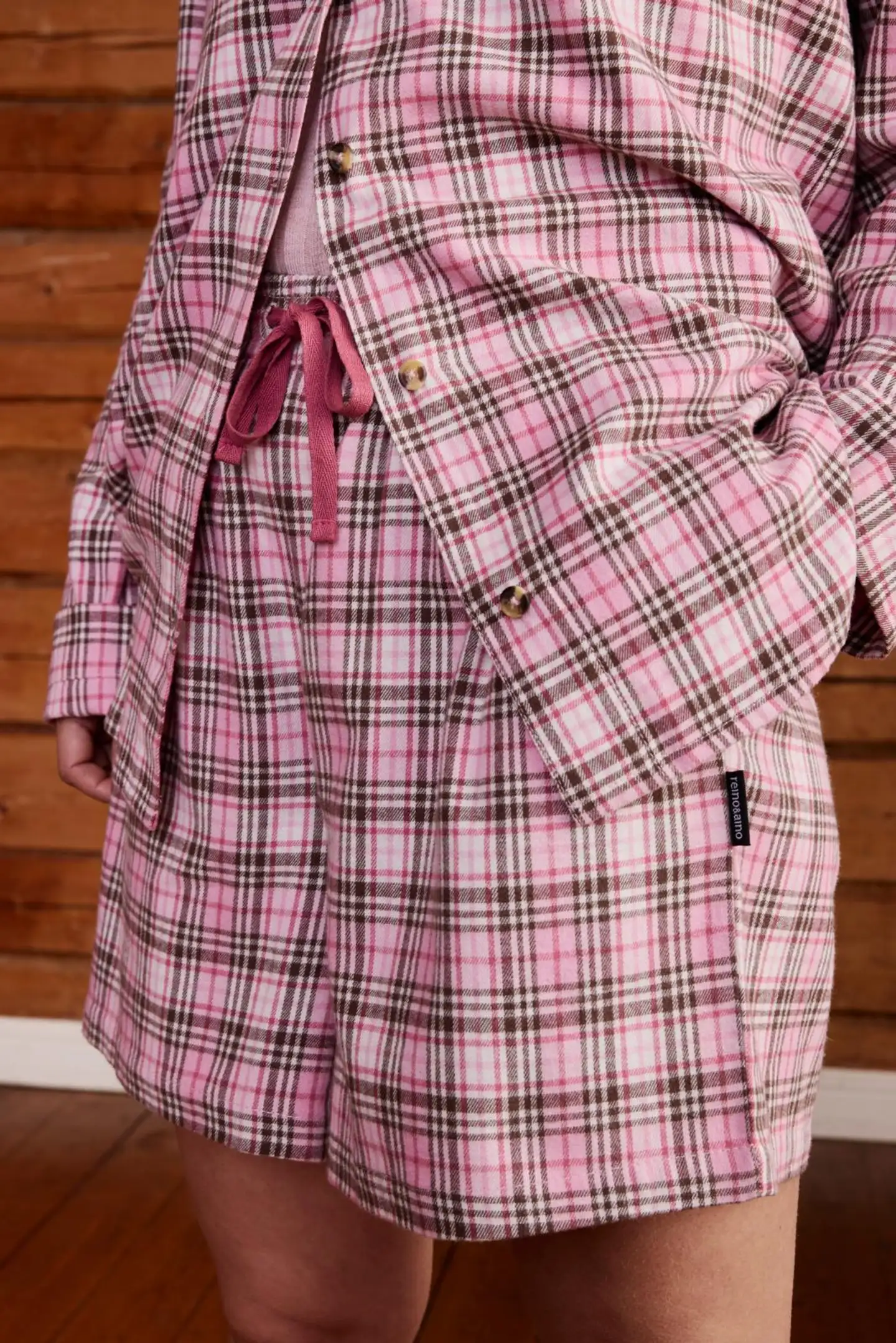 Reino&Aino naisten flanellipyjama Aino - pink check - 7