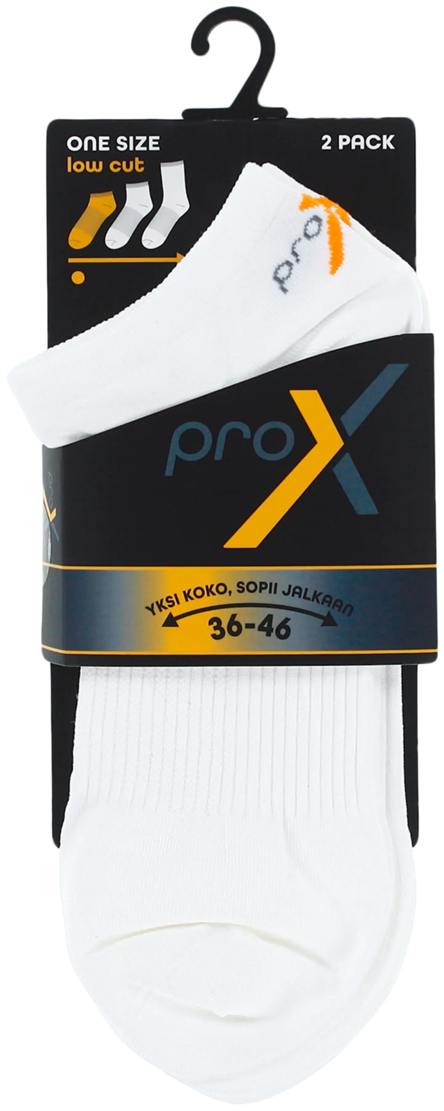 Pro-X unisex treenisukat 2P low cut - Valkoinen - 2