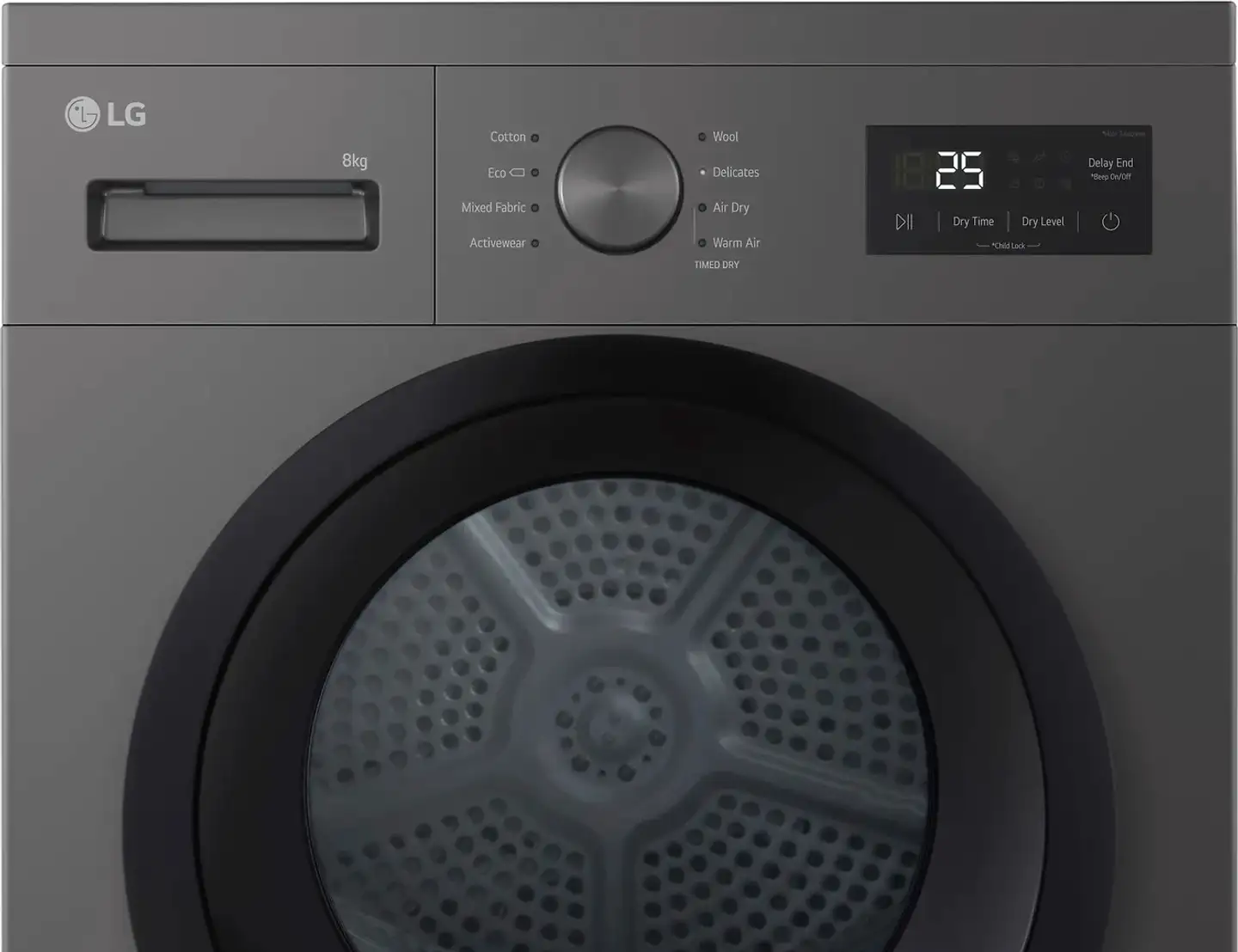LG kuivausrumpu RHA1008NDK, 8kg, tumma harmaa - 2