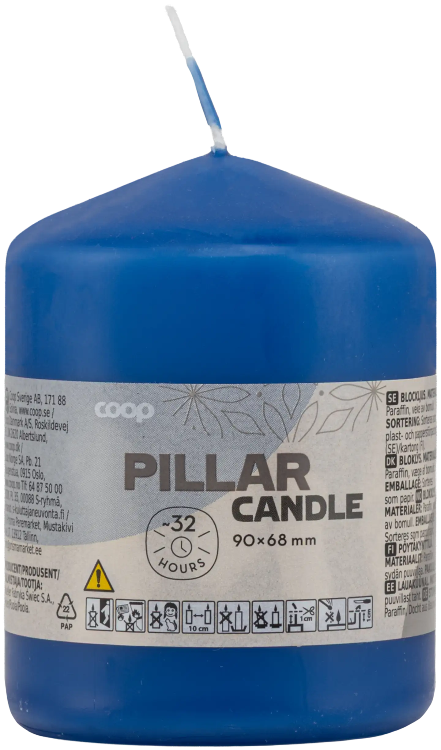 Coop pöytäkynttilä tummansininen 68x90 mm