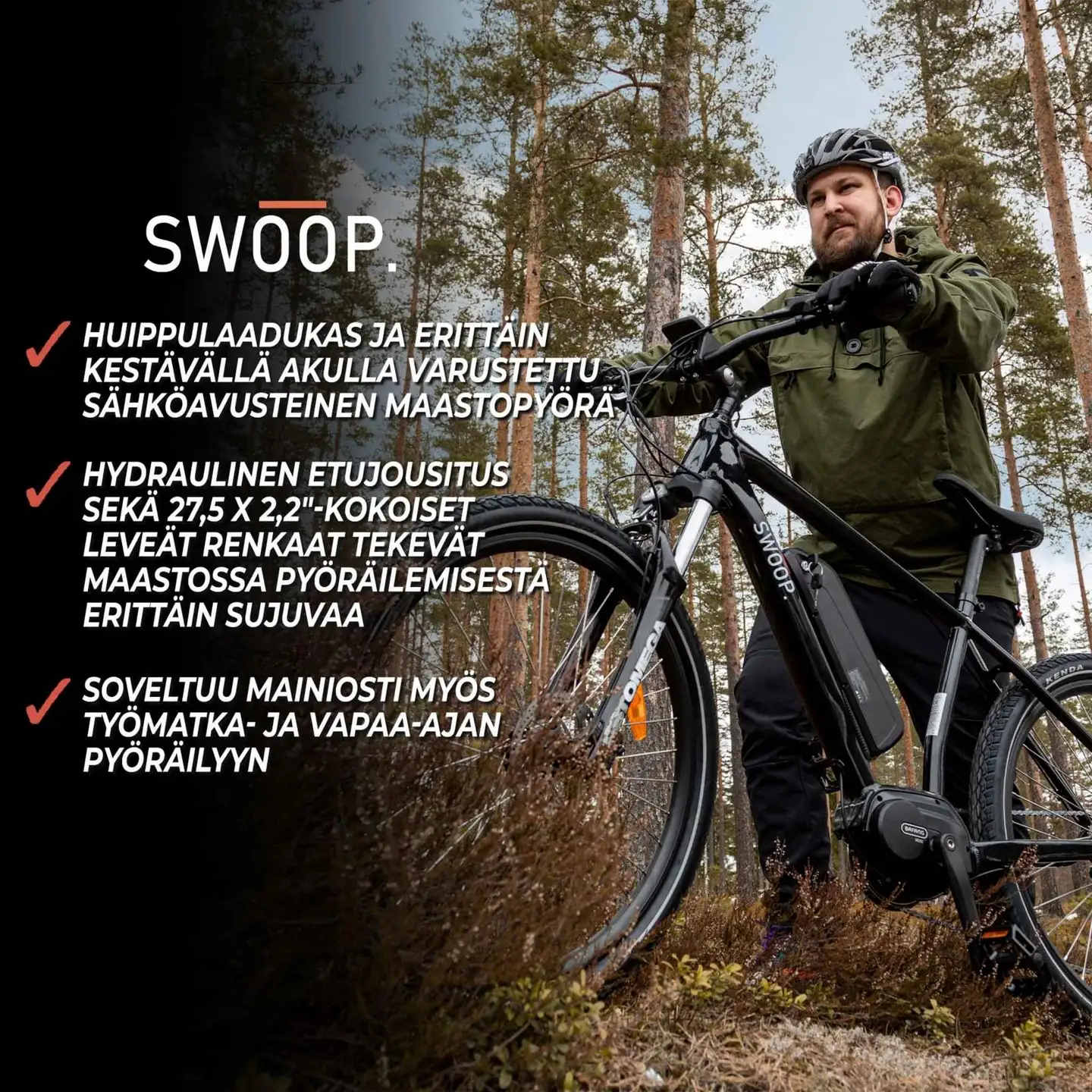 Swoop sähkömaastopyörä MTB Seeker 27,5" 9-vaihdetta musta - 9