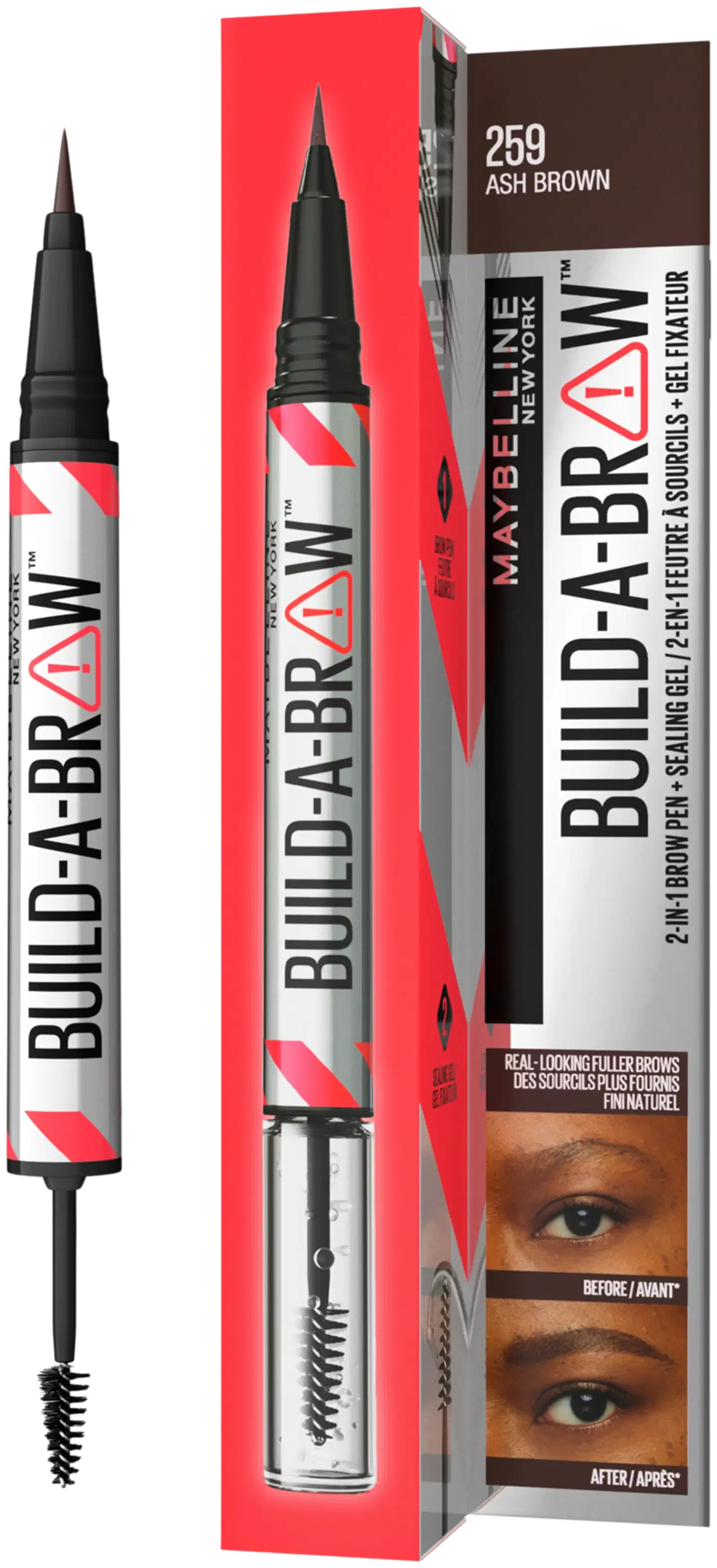 Maybelline New York Build-a-Brow Pen 257 Medium Brown kulmakynä - Ash Brown - 3