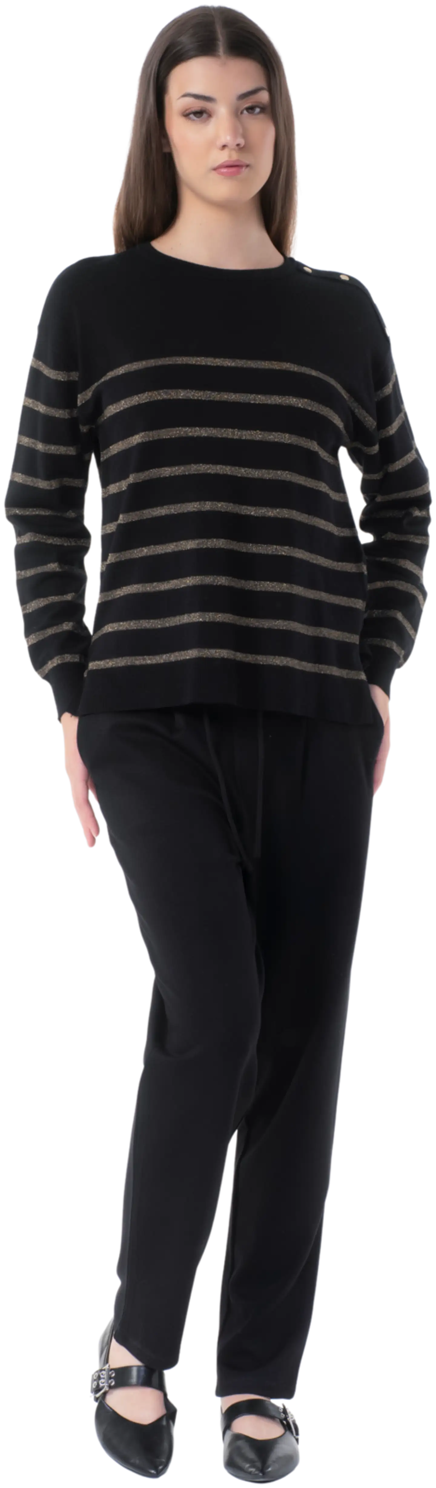 TEX naisten neulehousut I993122 - BLACK 1 - 5