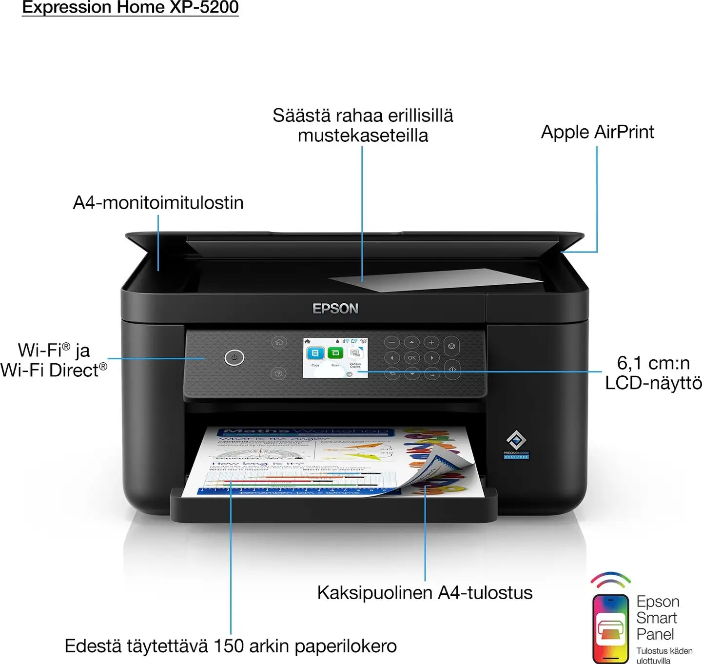 Epson Expression XP-5200 monitoimitulostin – mobiilitulostus, kaksipuolinen tulostus - 2