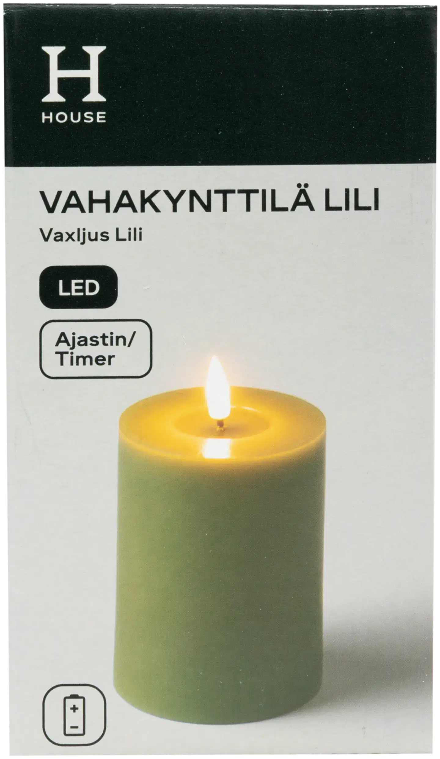 House Led-vahakynttilä Lili 10 cm, vihreä - 1
