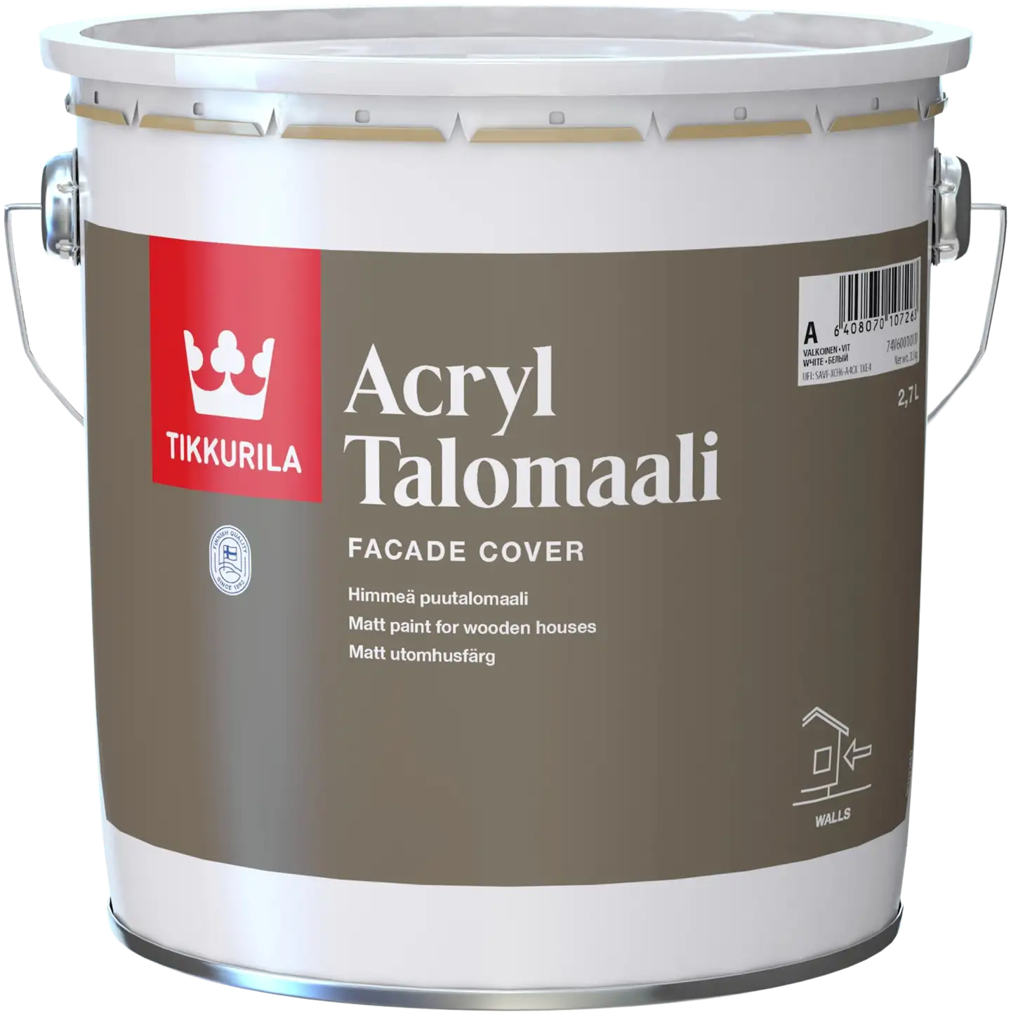 Tikkurila Acryl Talomaali 2,7l C vain sävytykseen himmeä