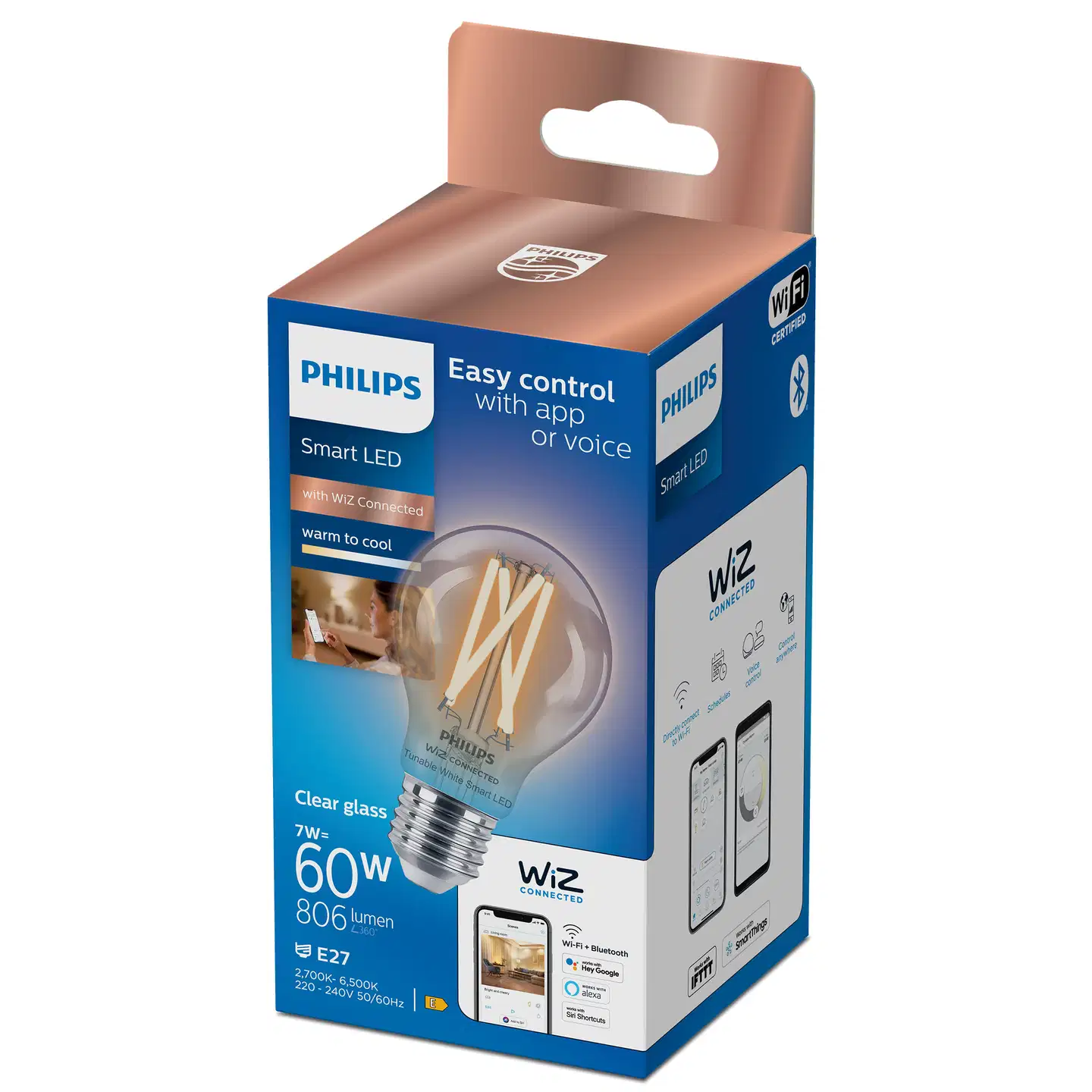 Philips Smart Lighting LED-filamenttilamppu 7W A60 E27 2700-6500K 806lm kirkas - 3