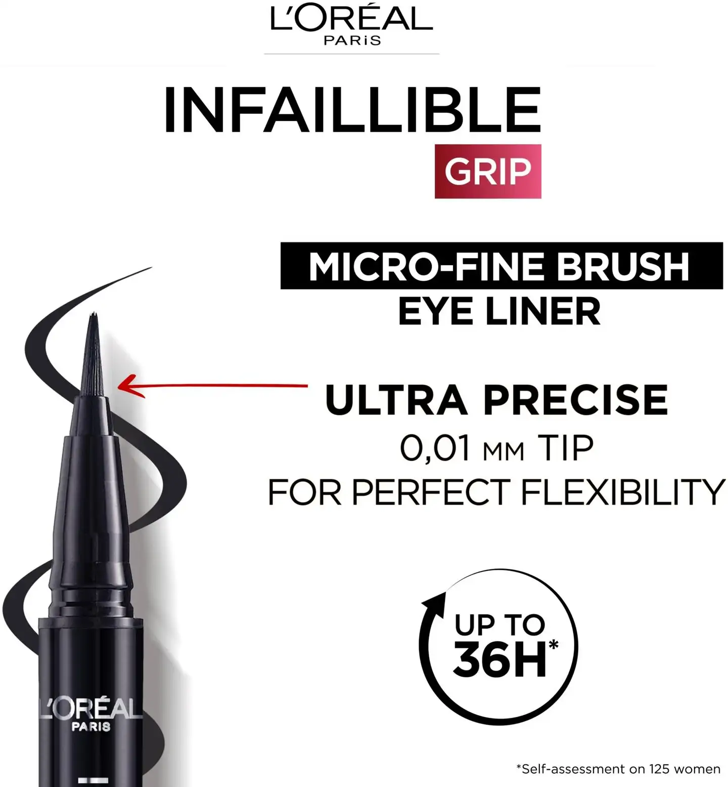 L'Oréal Paris Infaillible Grip 36H Micro-Fine eyeliner nestemäinen silmänrajausväri 0,4g - 01  Obsidian Black - 3