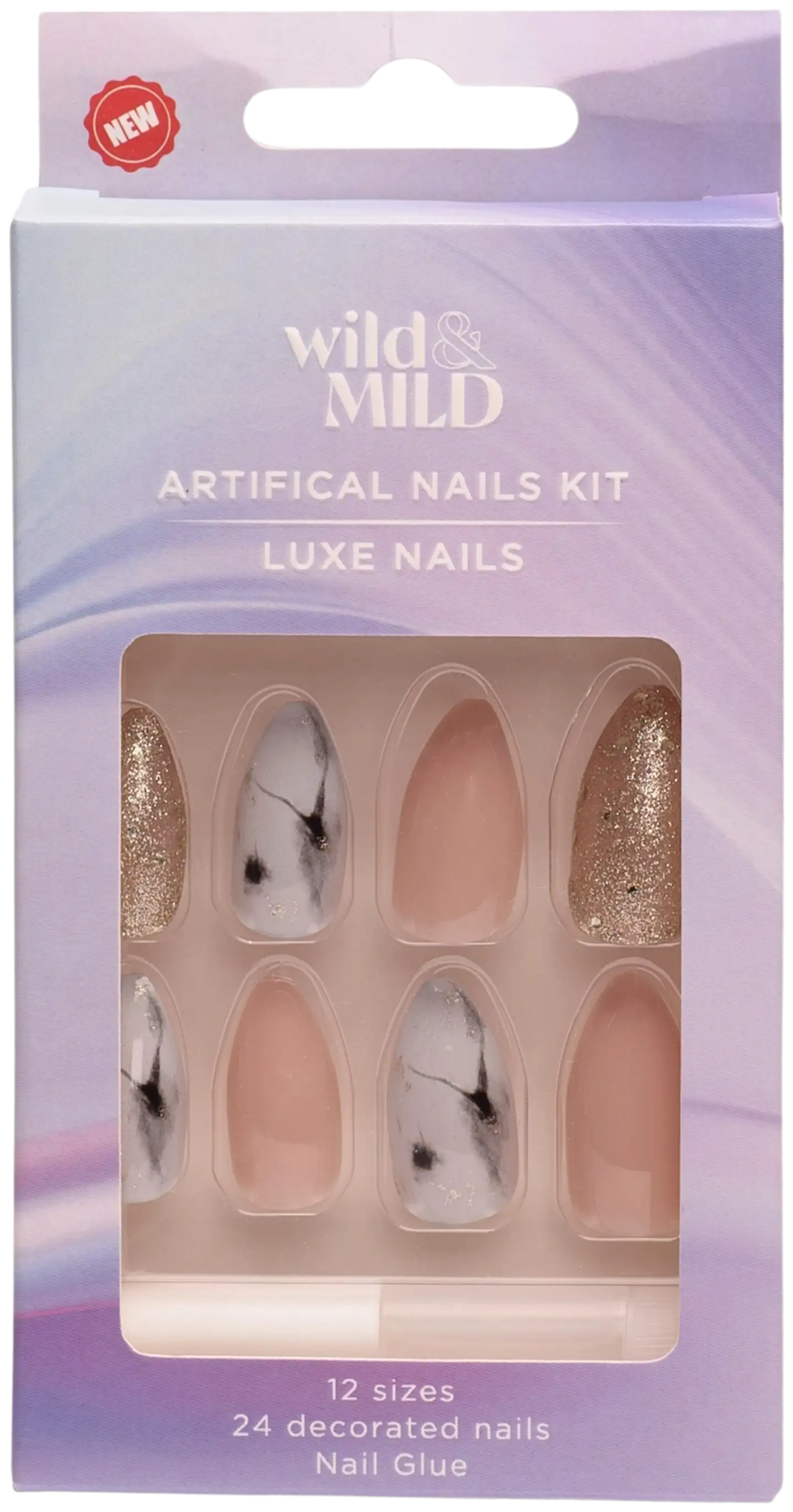 WM080 Sparkle & Shine Artificial Nails Set Wild&Mild N24