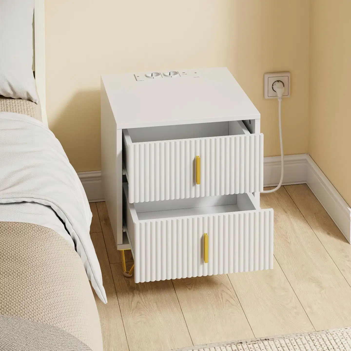 SoBuy yöpöytä valkoinen FBT115-E-W - 5