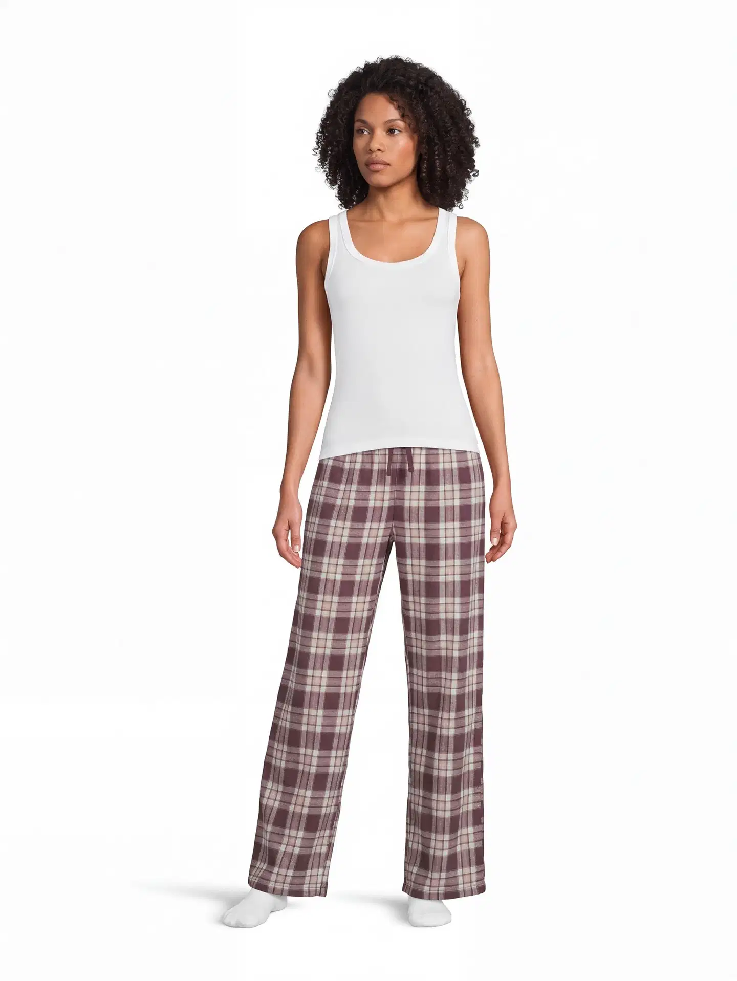 Actuelle naisten flanellihousut 212A382610 - Burgundy check - 4