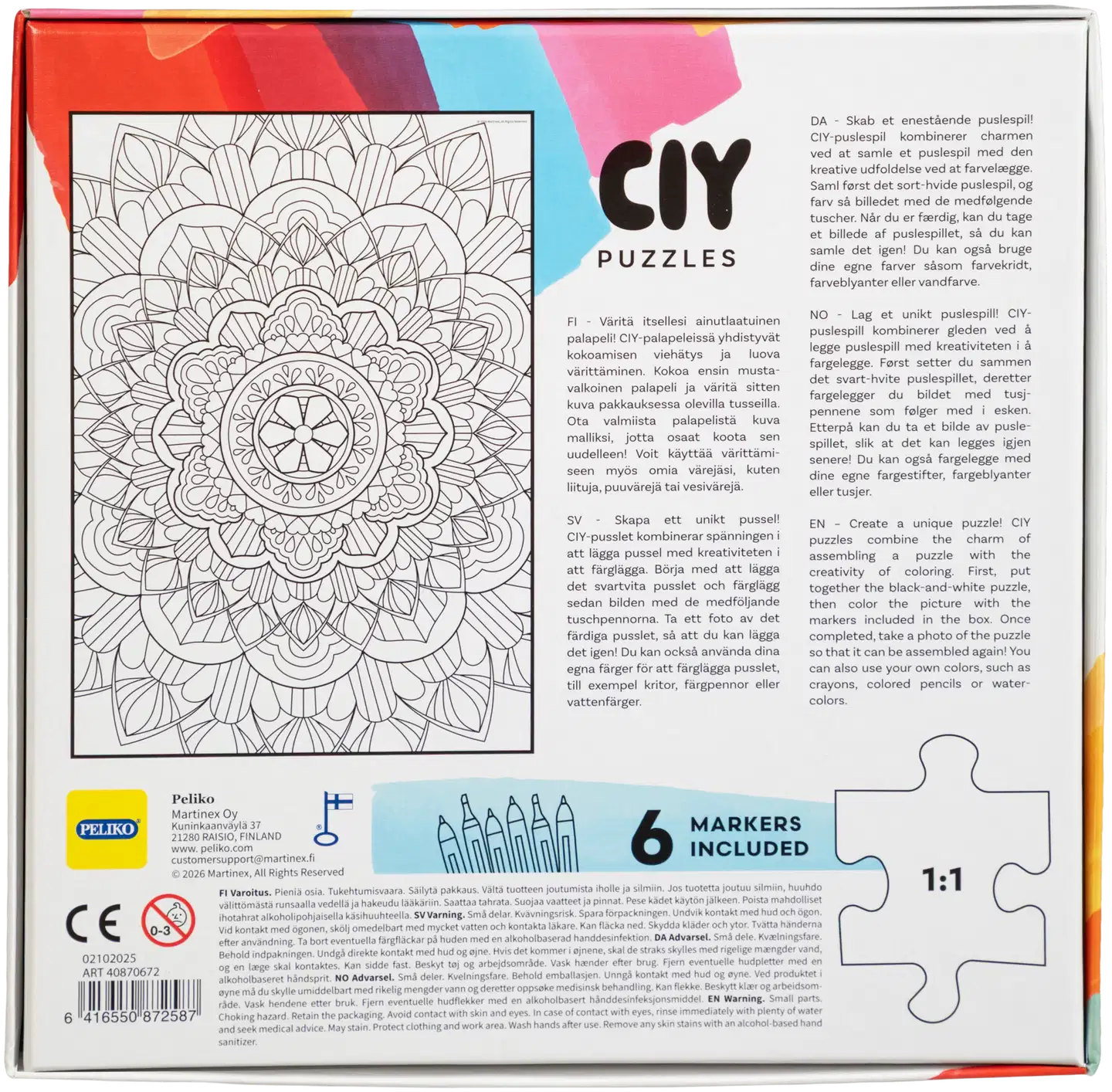 Peliko palapeli Color it Yourself 99 palaa tussit, erilaisia - 4