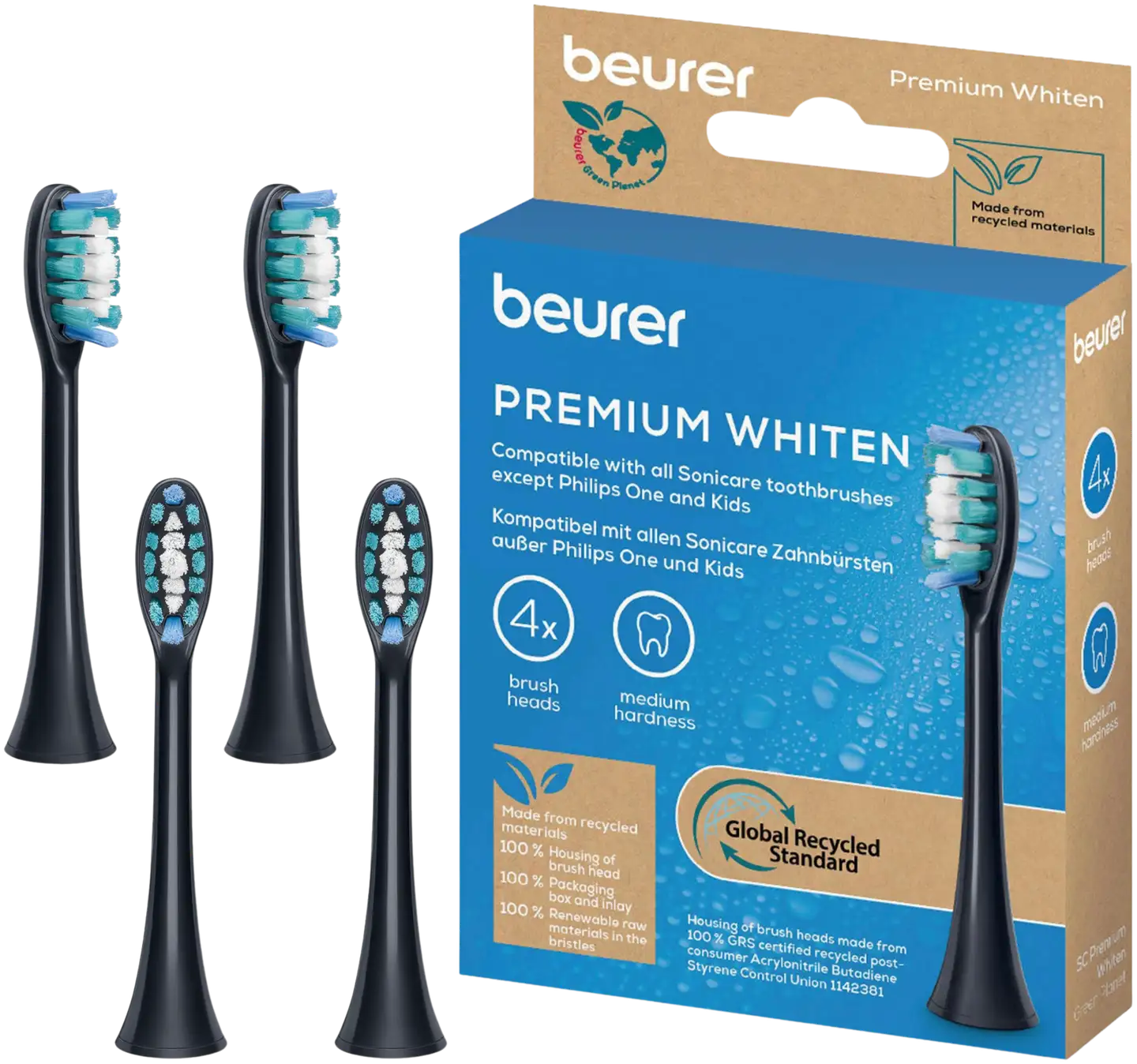 Beurer SC 4 kpl Premium White vaihtoharjoja sonic-sähköhammasharjaan - 4