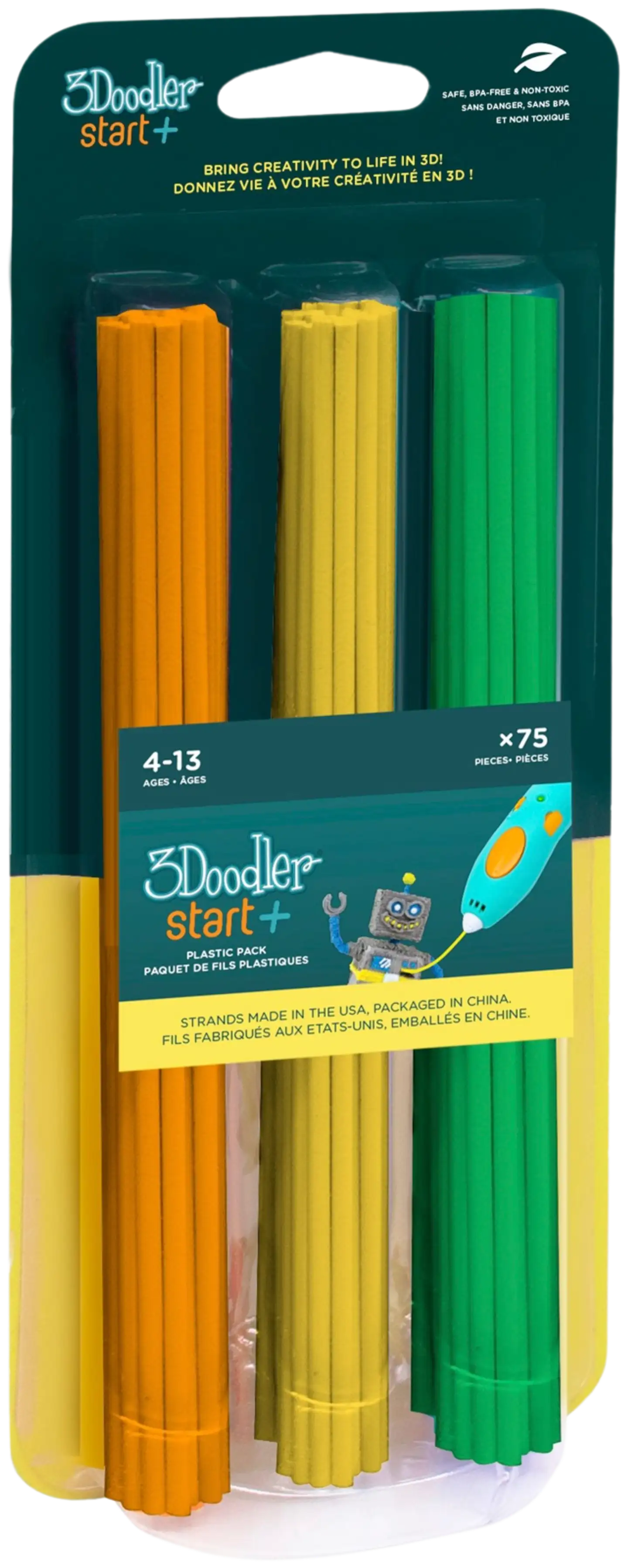 3D filamentti ECO 3Doodler 75kpl oranssi/keltainen/vihreä