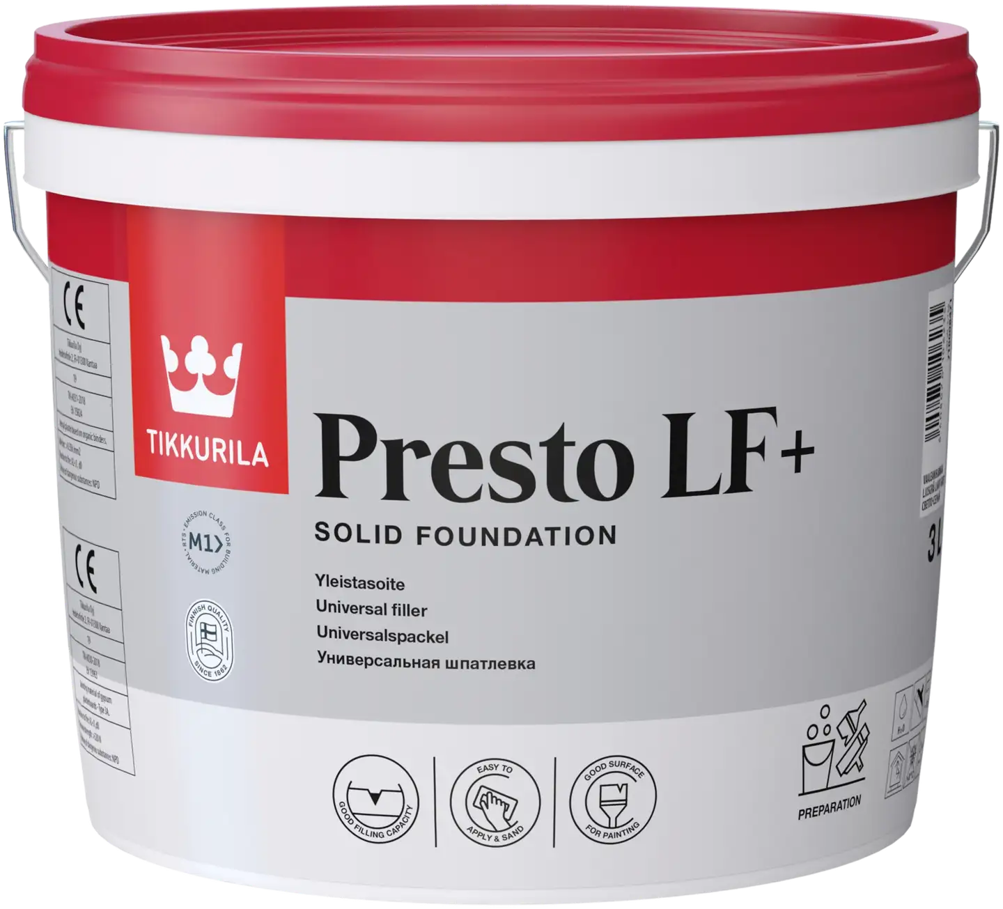 Tikkurila yleistasoite Presto LF+ 3 l harmaa