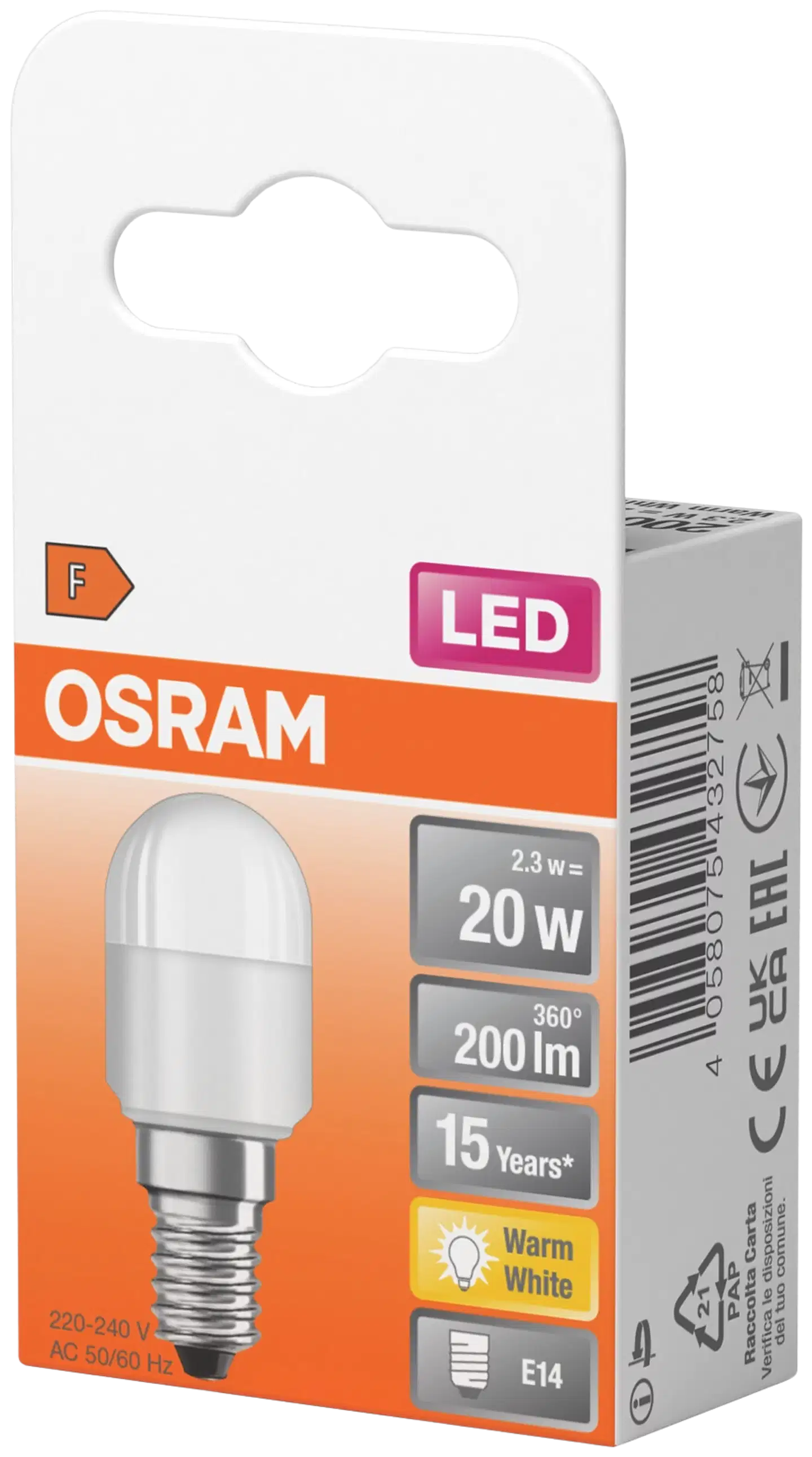 Osram LED-kodinkonelamppu T26 2,3W 2700K 200lm E14 - 3