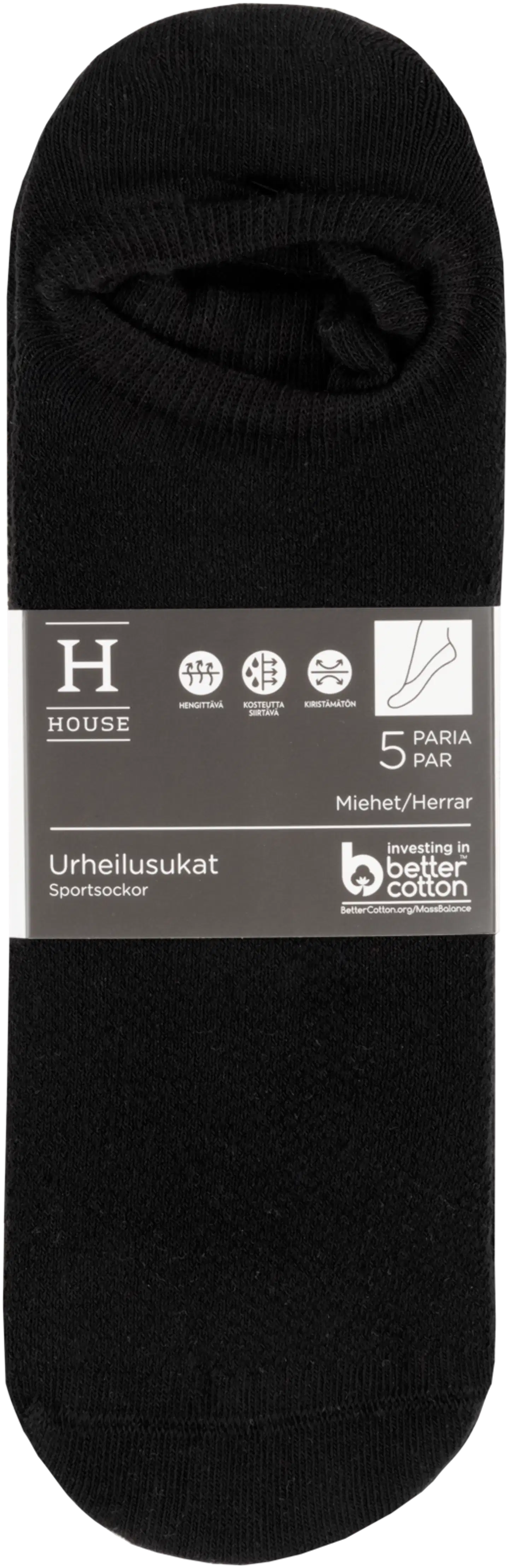 House miesten sneakersukat 193H062305 5-pack - Black - 2