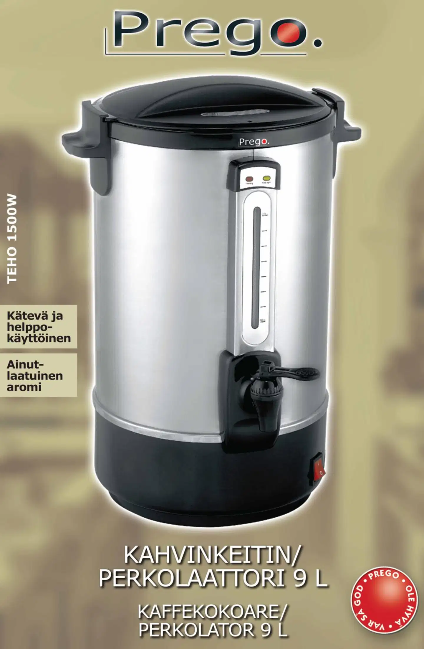 Prego kahvinkeitin/perkolaattori 9 L - 2