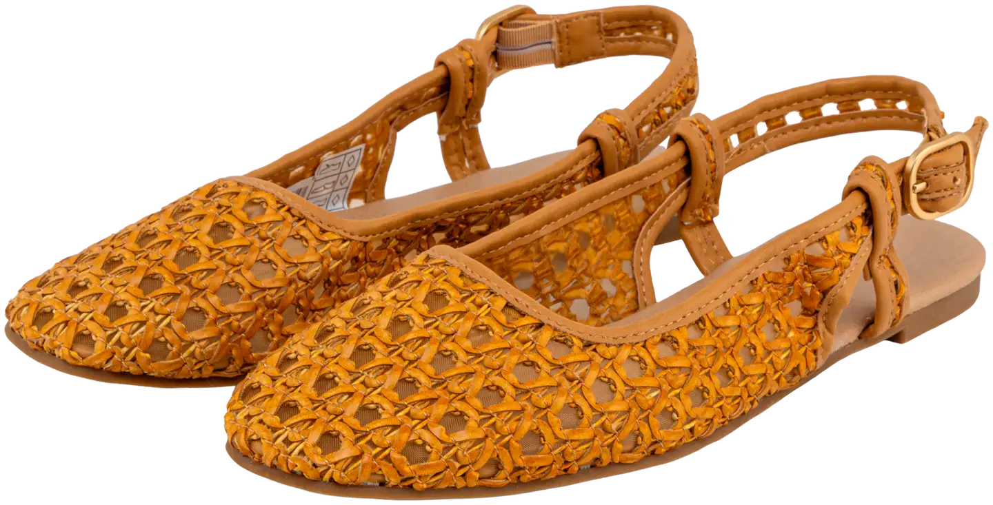 TEX naisten punotut sling back -ballerinat I981018 - Brown - 1