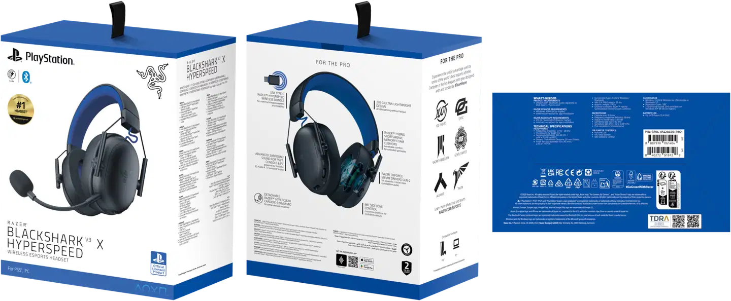 Razer Blackshark V3 X Hyperspeed langattomat kuulokkeet Playstation edition - 6