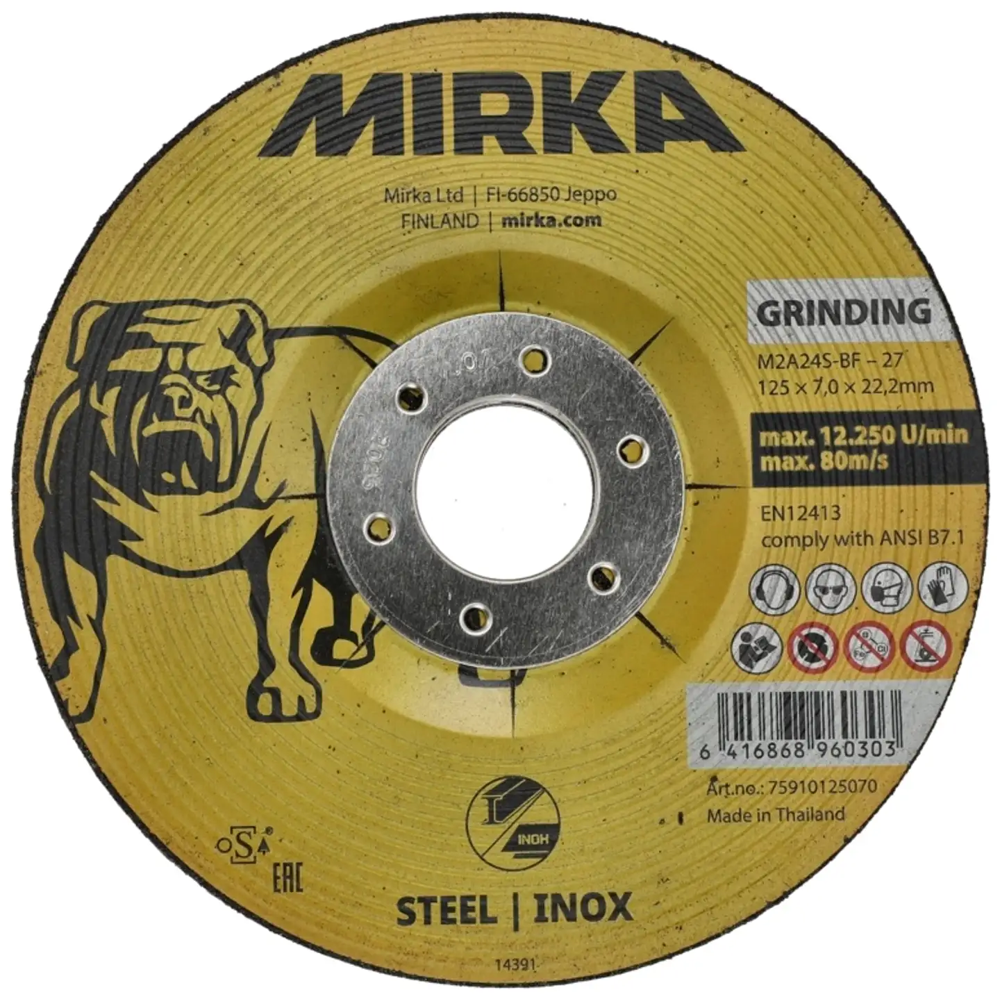 Mirka napalaikka 125x7,0x22,2mm Inox