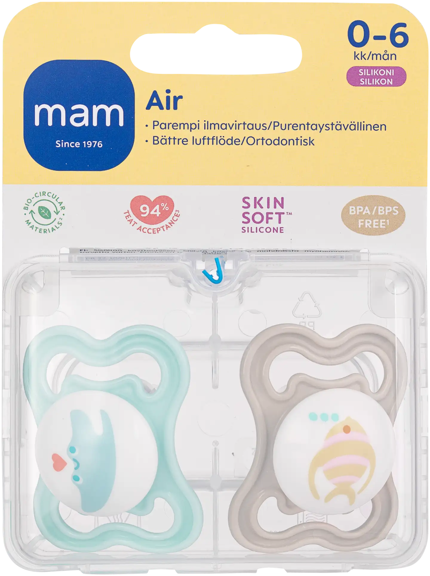 MAM Air tutti 2kpl, silikoni 0-6 kk