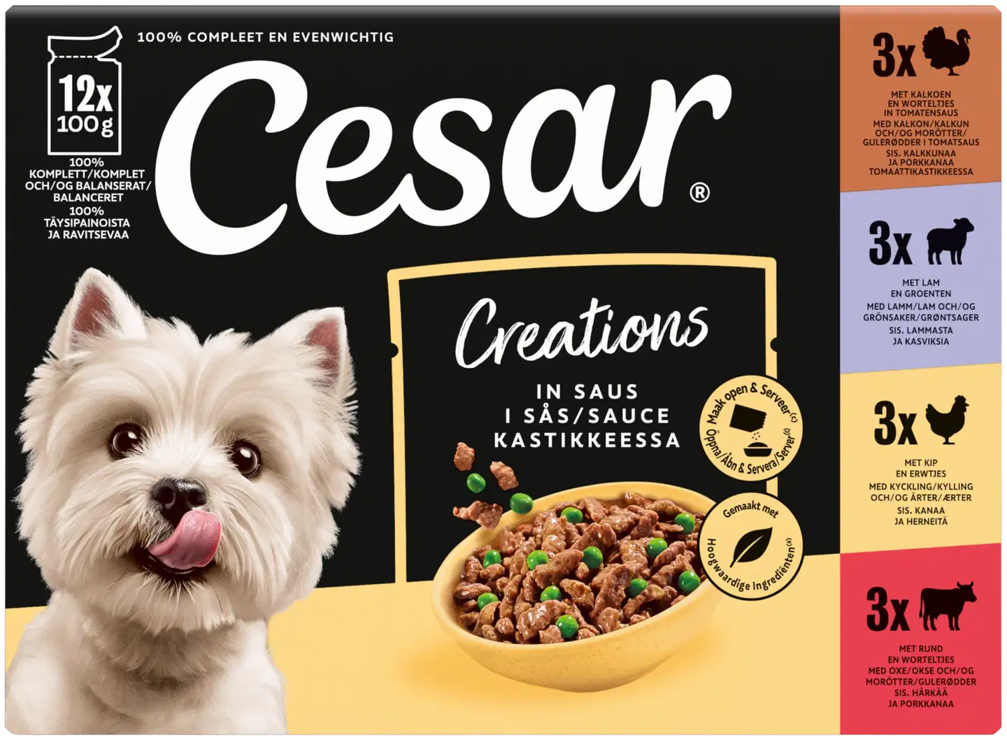 CESAR 12x100g annospussilajitelma kastikkeessa