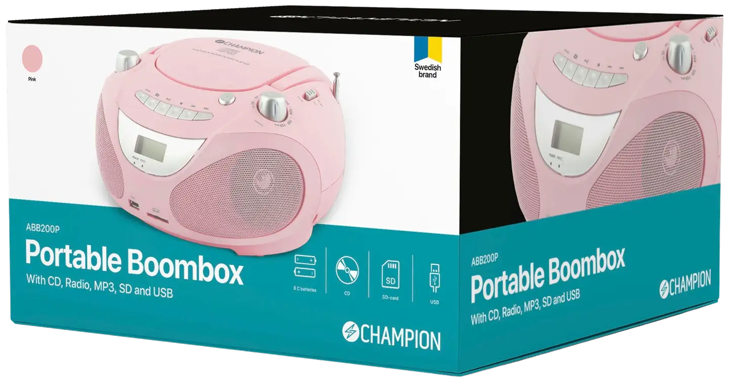 Champion CD-radio ABB200P pinkki - 2