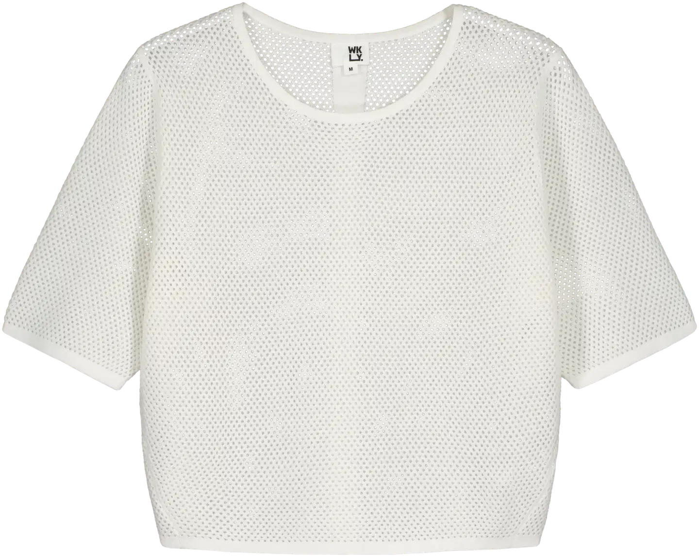 WKLY. naisten lyhythihainen reikäneule 213W090300 - Off white - 1