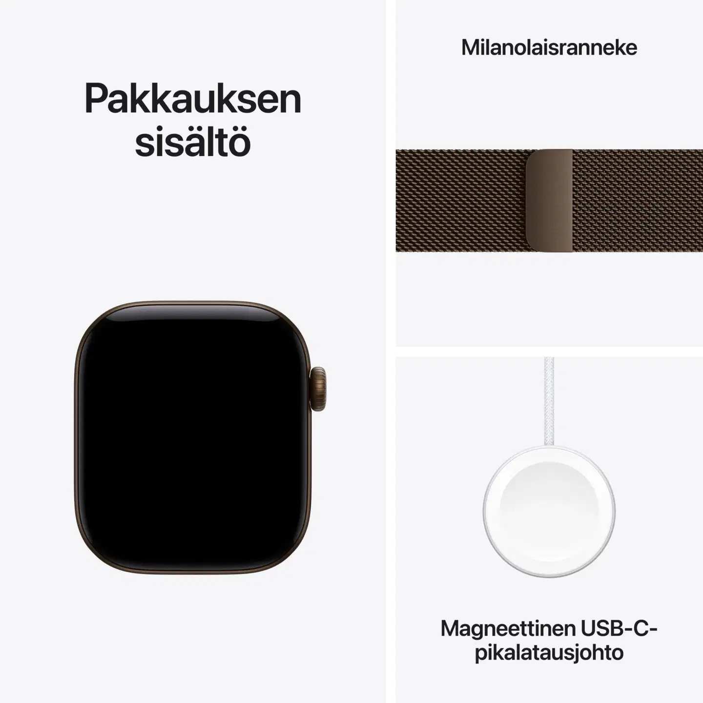 Apple Watch Series 12 GPS + Cellular 46 mm:n tummanpronssinen alumiinikuori ja tummanpronssinen milanolaisranneke - M/L - MKDG4QN/A - 3