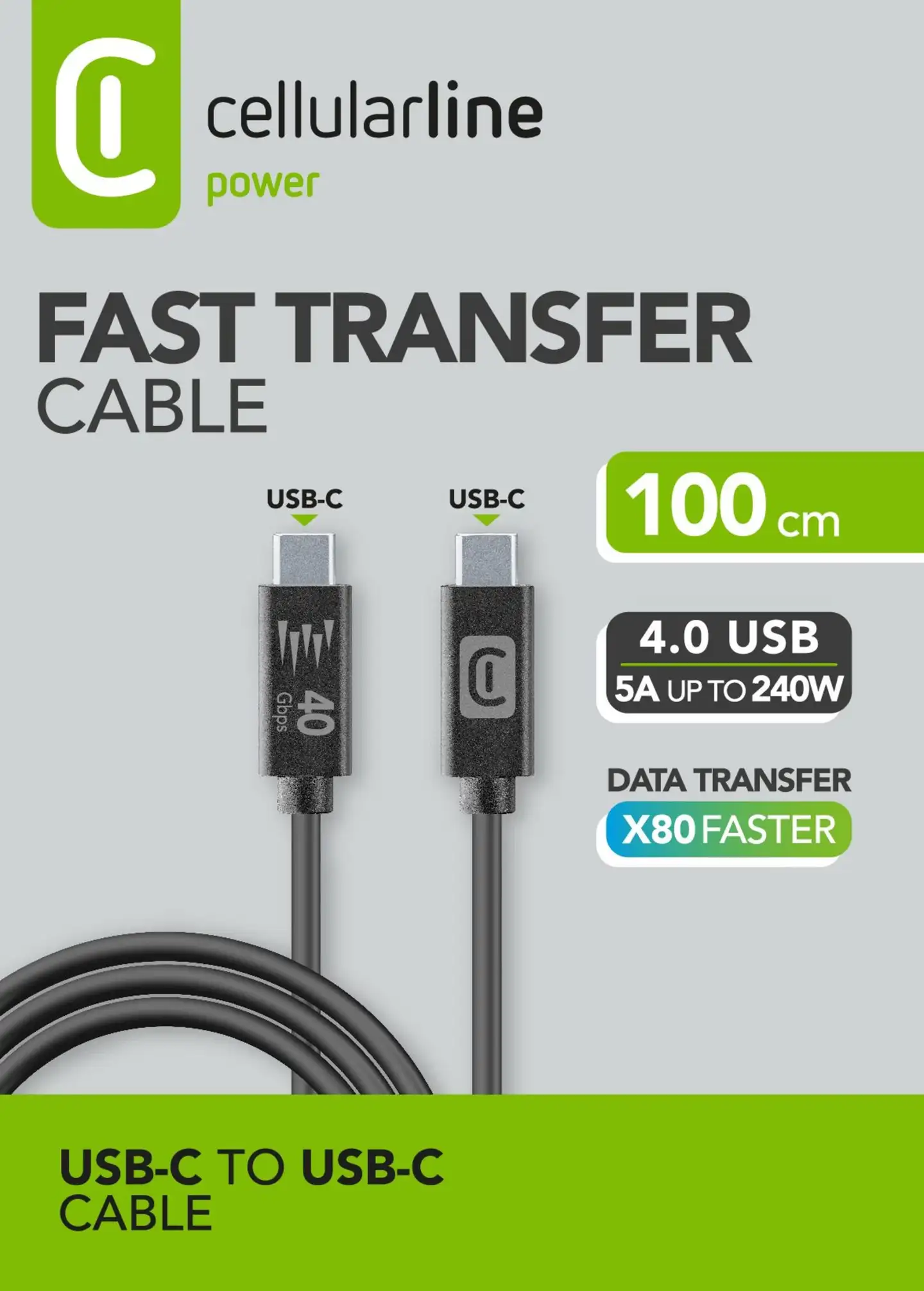 Cellularline kaapeli Fast Transfer USB 4.0 USB-C-USB-C - 2
