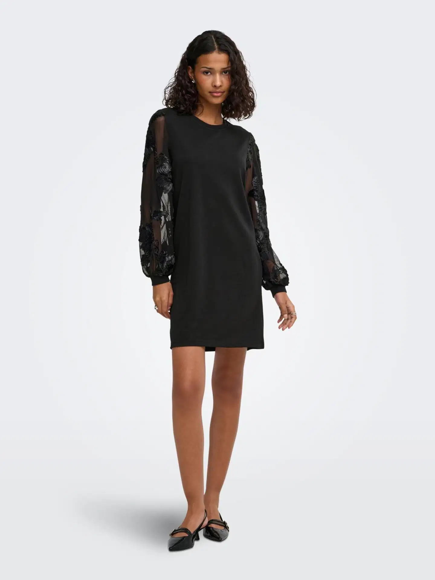 JDY naisten mekko Jdyfairview - Black CASA LACE SLEEVE - 4
