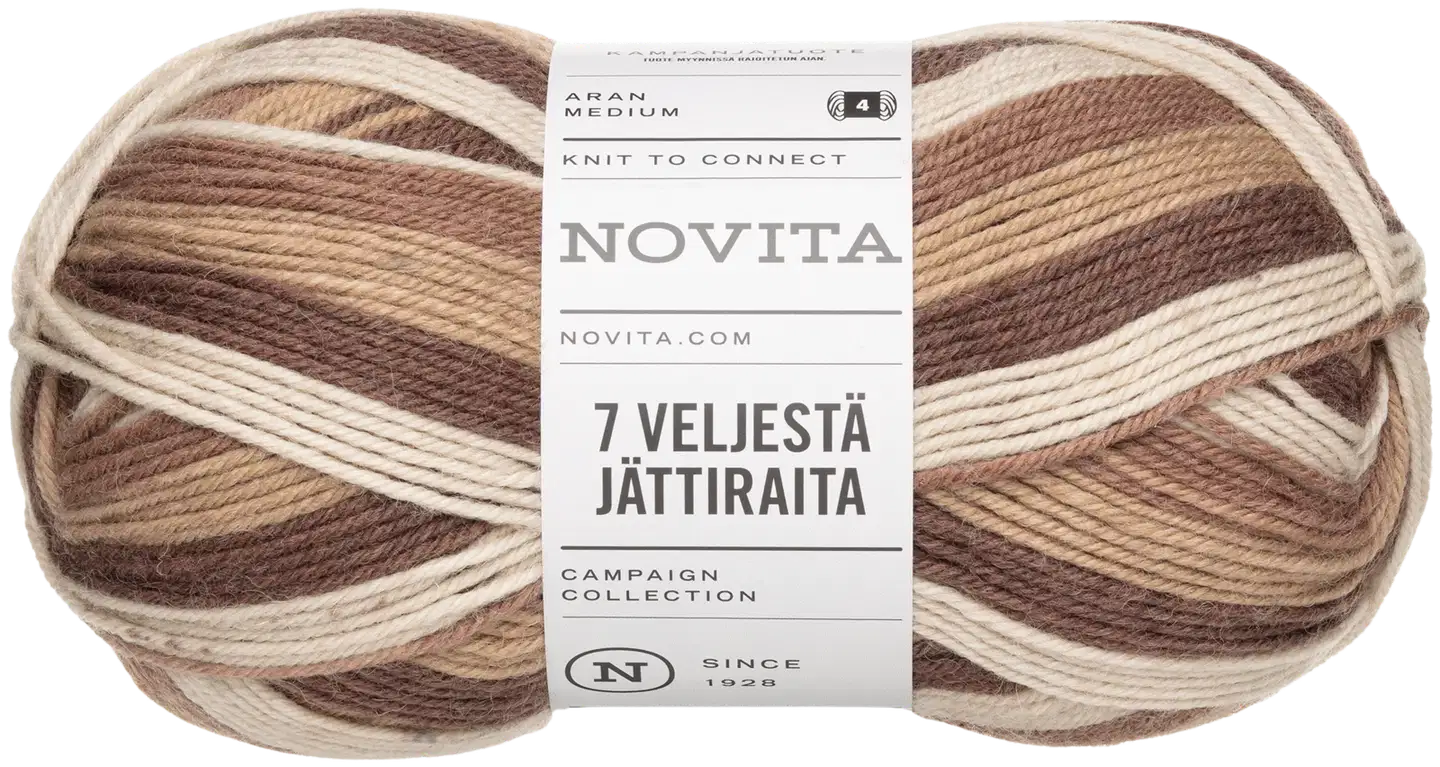 Novita lanka 7 Veljestä Jättiraita 150g mokka 8431 - 1