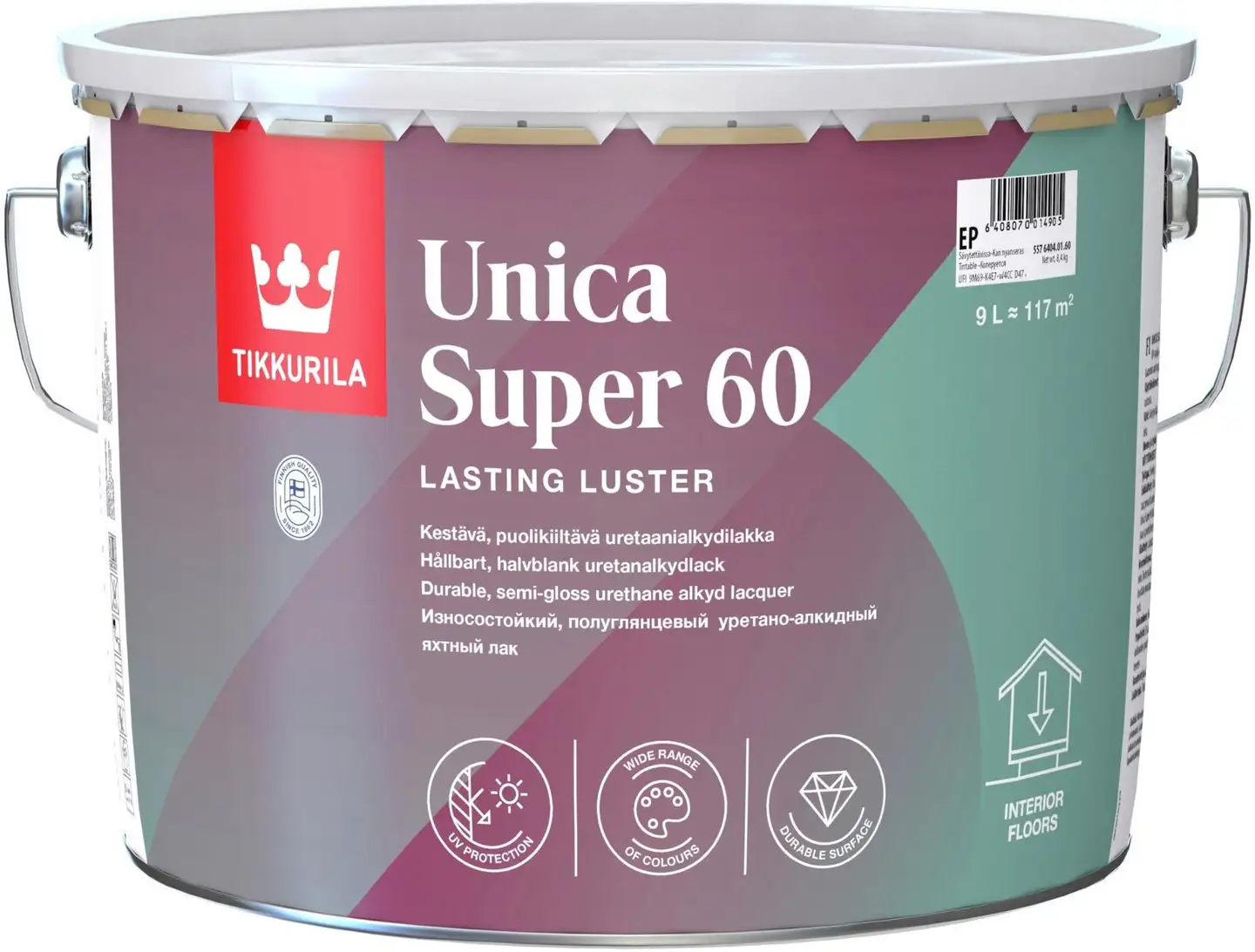 Tikkurila lakka Unica Super 60 9 l EP sävytettävissä puolikiiltävä